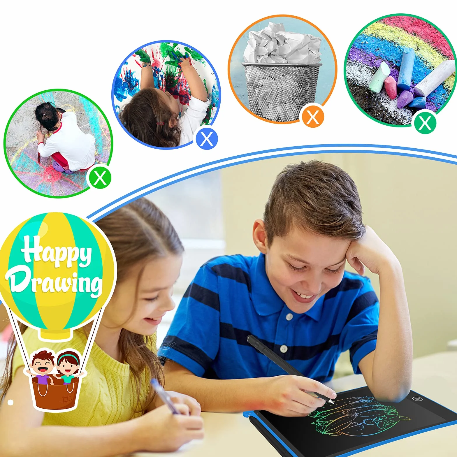HOMESTEC 2 Pezzi Tavoletta Grafica LCD 8,5 Pollici Display Colorato, Scrittura Disegno Cancellabile, Regalo Bambini 3-7 Anni (Rosa+Blu)