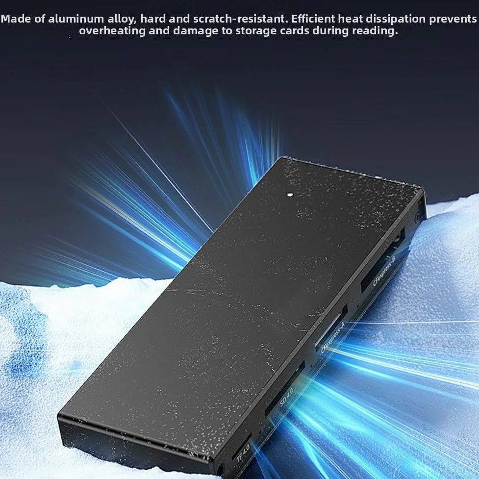 Lettore di schede in alluminio 5x USB 3.2 per fotocamera per sd alluminio | Supporta CFeA, CFeB, per SD, TF, USB 3.2, velocità 10 Gbps e play, nessun driver necessario