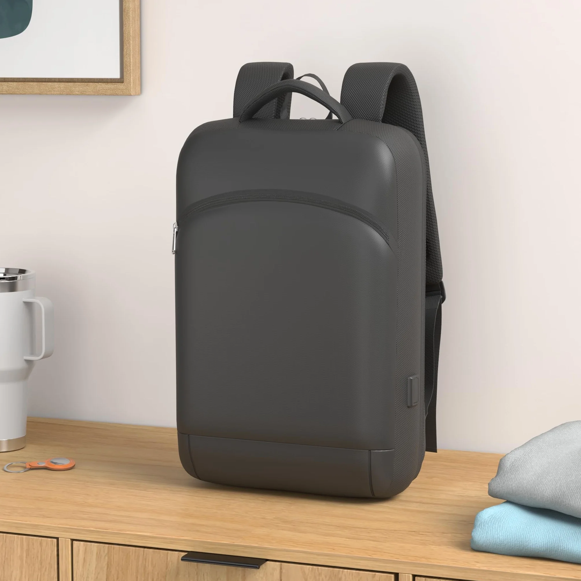 Zaino Porta PC 15.6 Pollici Uomo Donna Lavoro Impermeabile Antifurto con Porta USB per Uffico Università Scuola Viaggio Business-Nero
