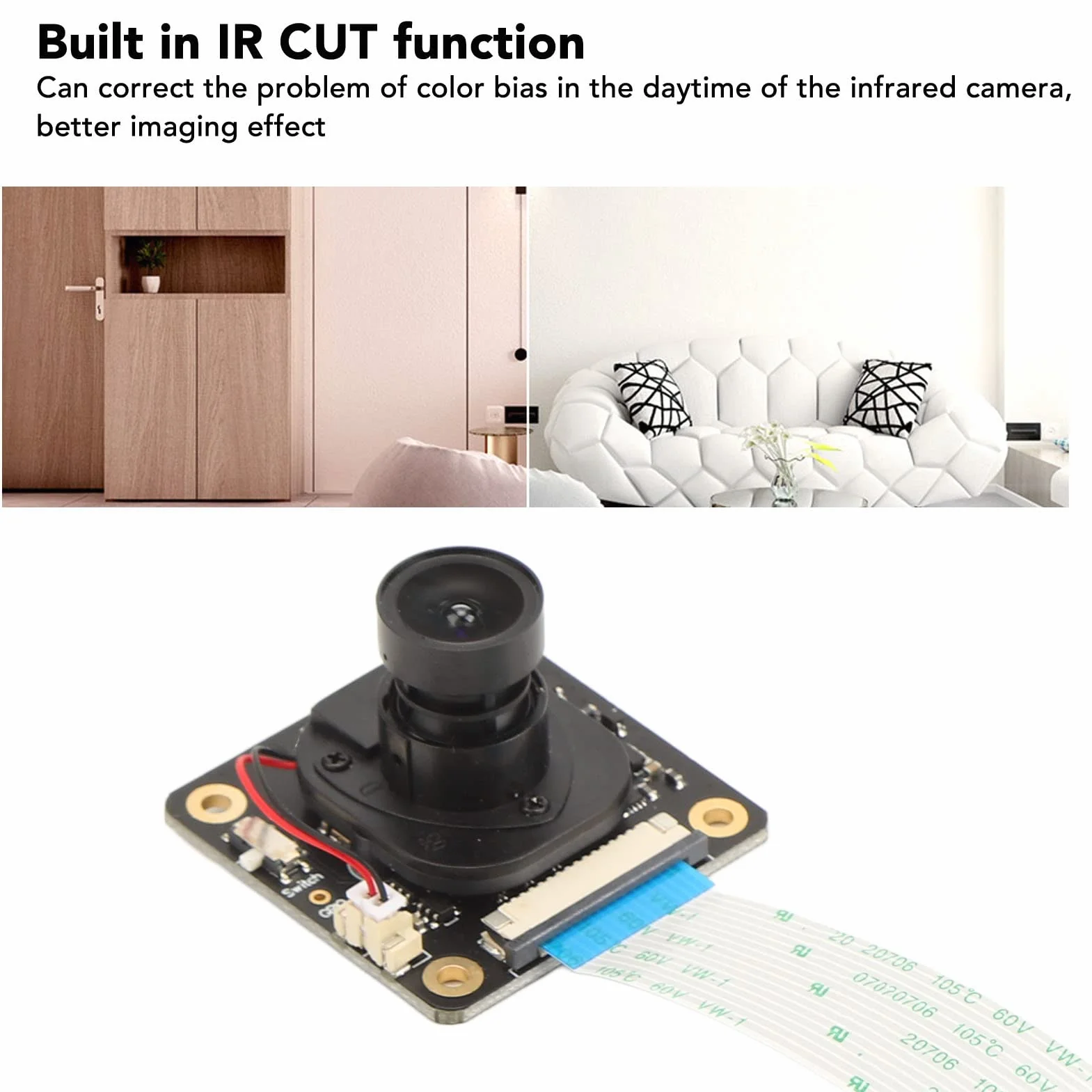Modulo Fotocamera USB da 200 MP, IMX290 Taglio IR Automatico 98 Gradi FOV USB 2.0 Scheda Webcam con Sensore di Livello Starlight per RPi 4B 3B+ 3A+ Zero Zero 2 W