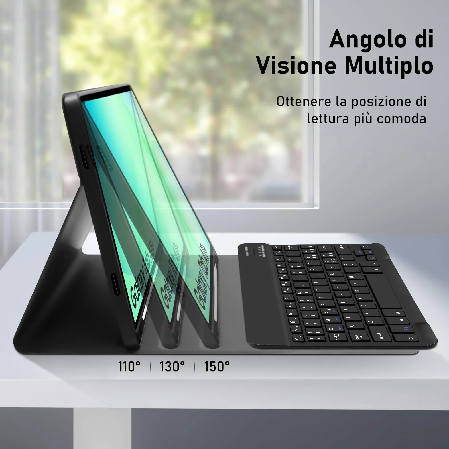 Tastiera Custodia per Samsung Galaxy Tab A11 Plus 2025/Tab A9 Plus 2023 11 Pollici, Custodia per Italiano QWERTY Tastiera con Portapenne,Tastiera Bluetooth Staccabile Cover con Samsung A11+/A9+ (Nero)