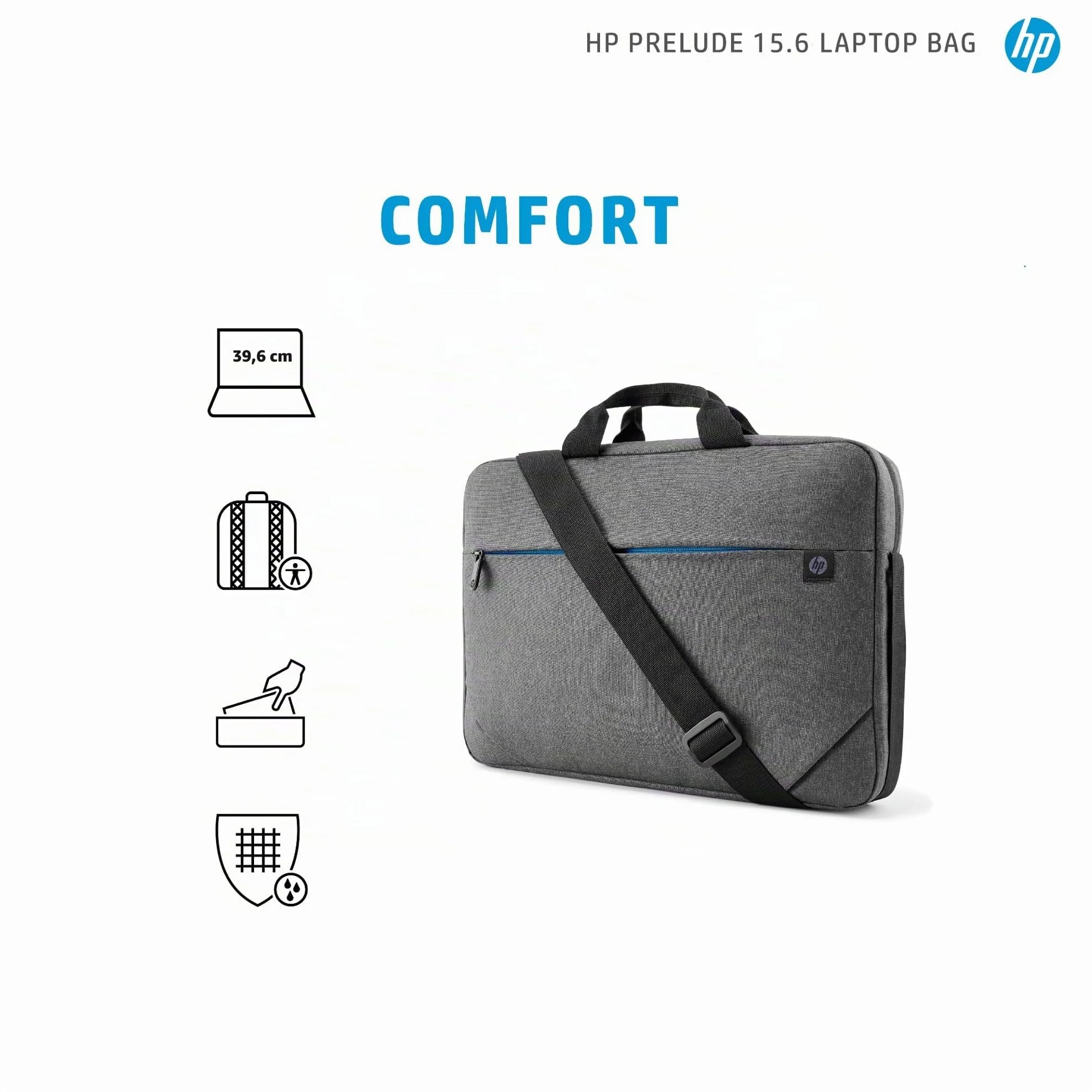 HP Prelude, Borsa a tracolla per Notebook fino a 15,6” e Tablet, con Tasche e Divisori Interni Imbottiti, Dotata di Cover Impermeabile, Realizzata con Materiale Riciclato, Grigia