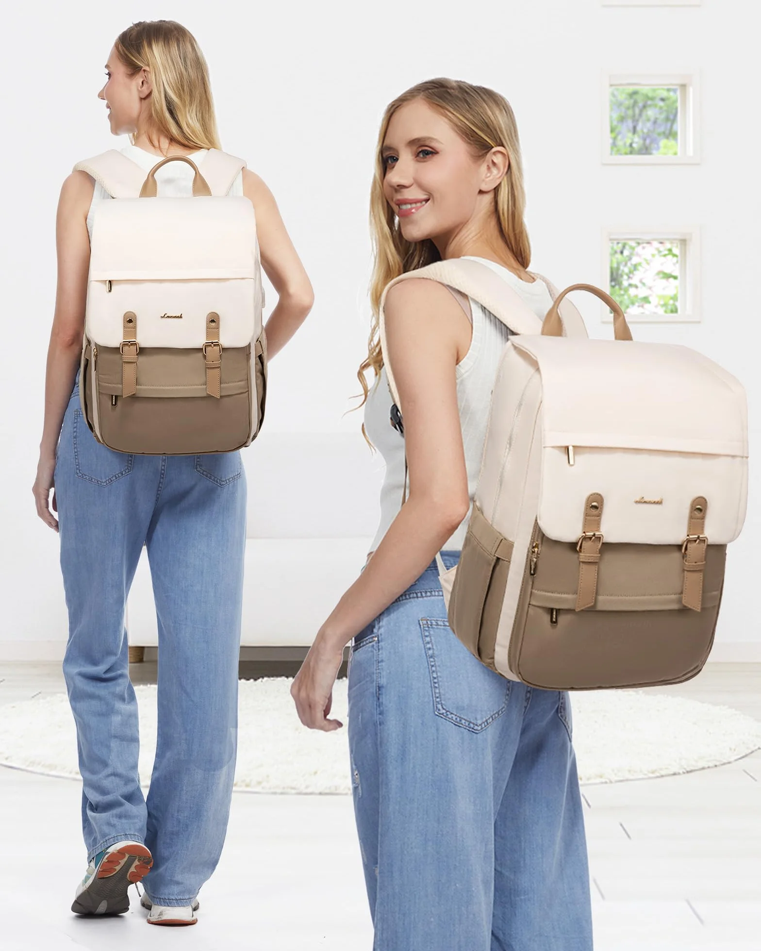 LOVEVOOK Zaino Porta PC Donna, 15,6 Pollici Impermeabile Zaino Antifurto per Computer portatile con Porta USB per Università, Viaggi, Lavoro, Scuola