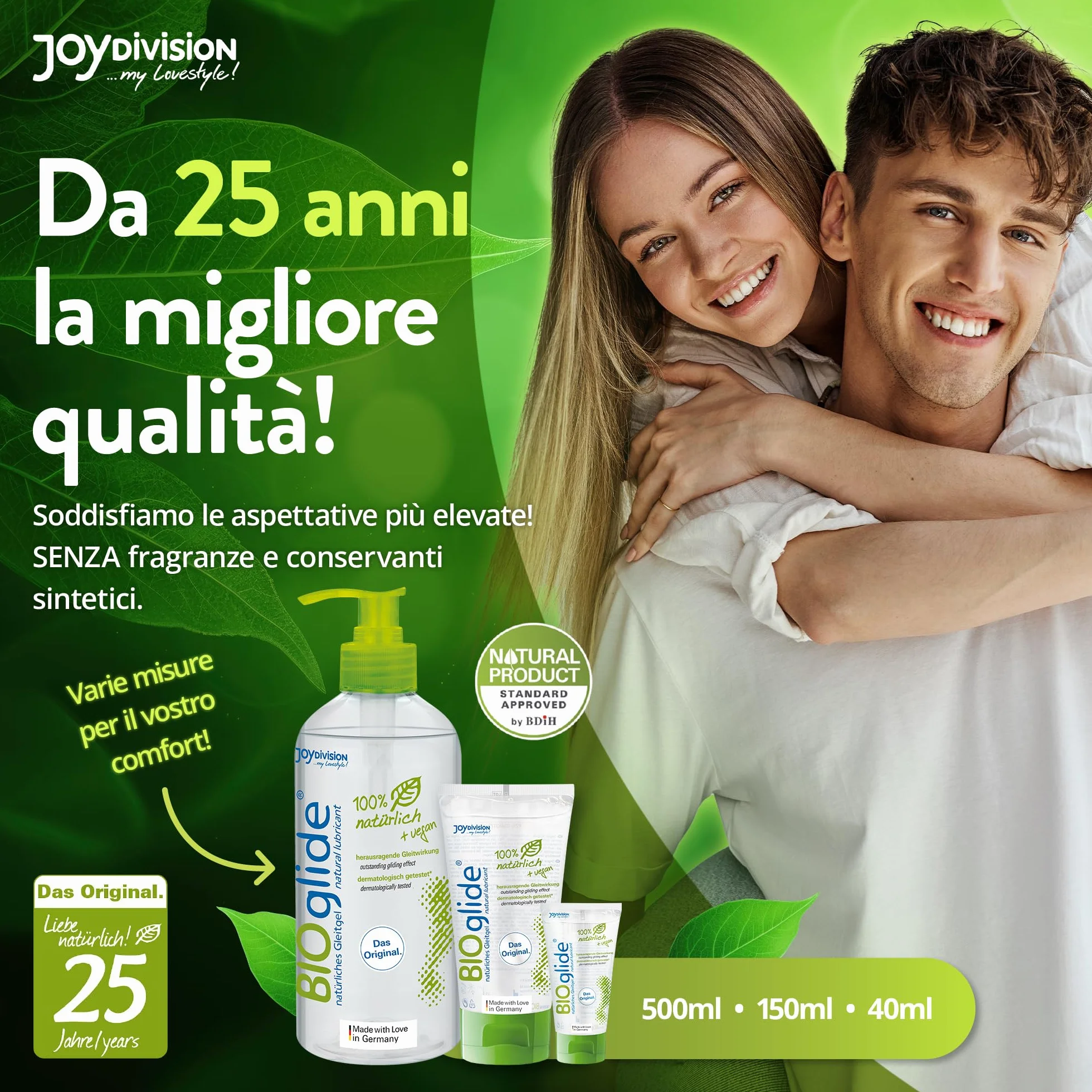 JOYDIVISION BIOglide lubrificante 150 ml | Gel idratante base d'acqua | Vegano per preservativi in lattice