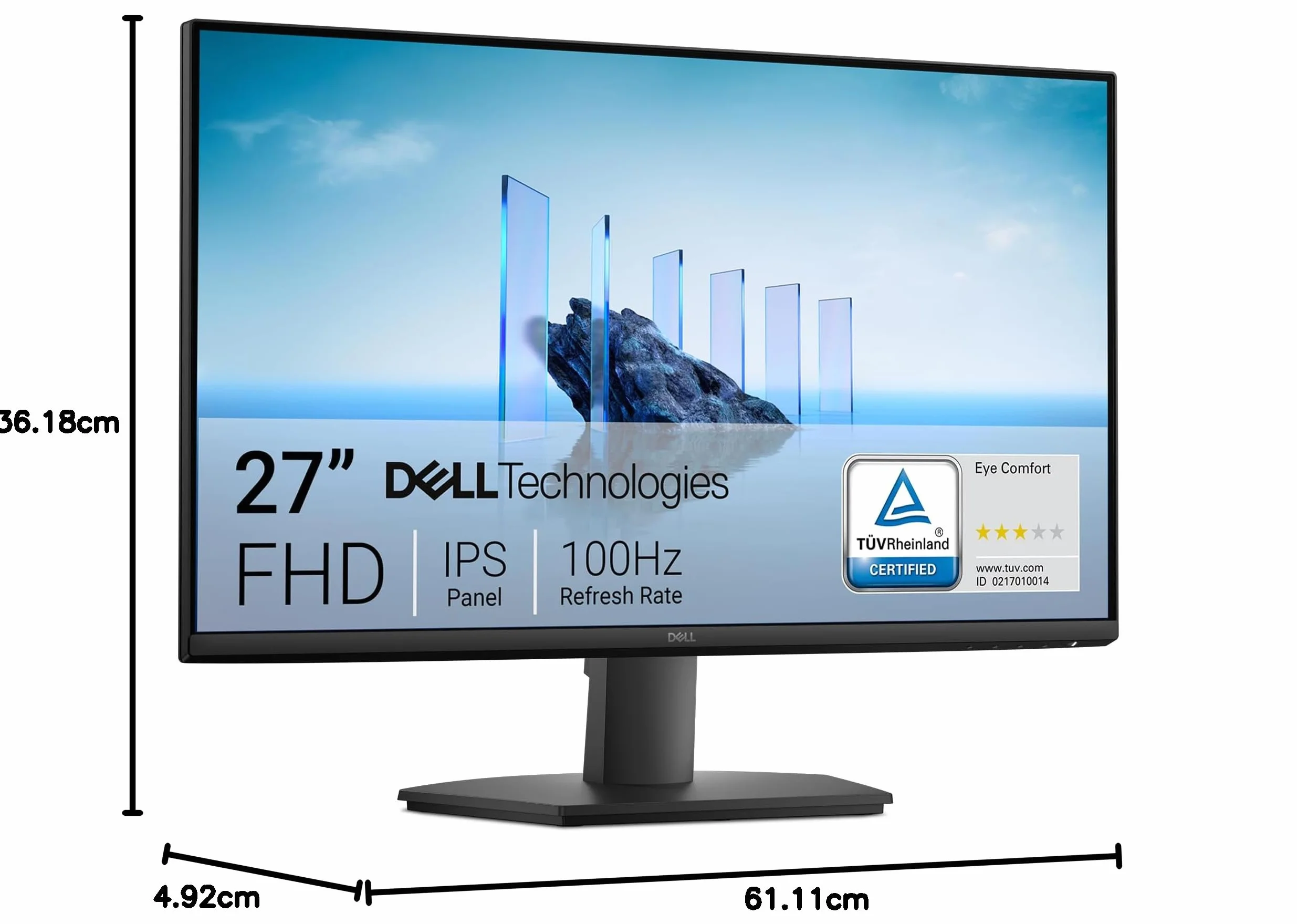 Dell 27 Monitor - SE2725HM, Full HD (1920x1080), 100Hz, IPS, 5ms, VESA (100x100mm), HDMI, VGA, 3 Anni di Garanzia, Nero