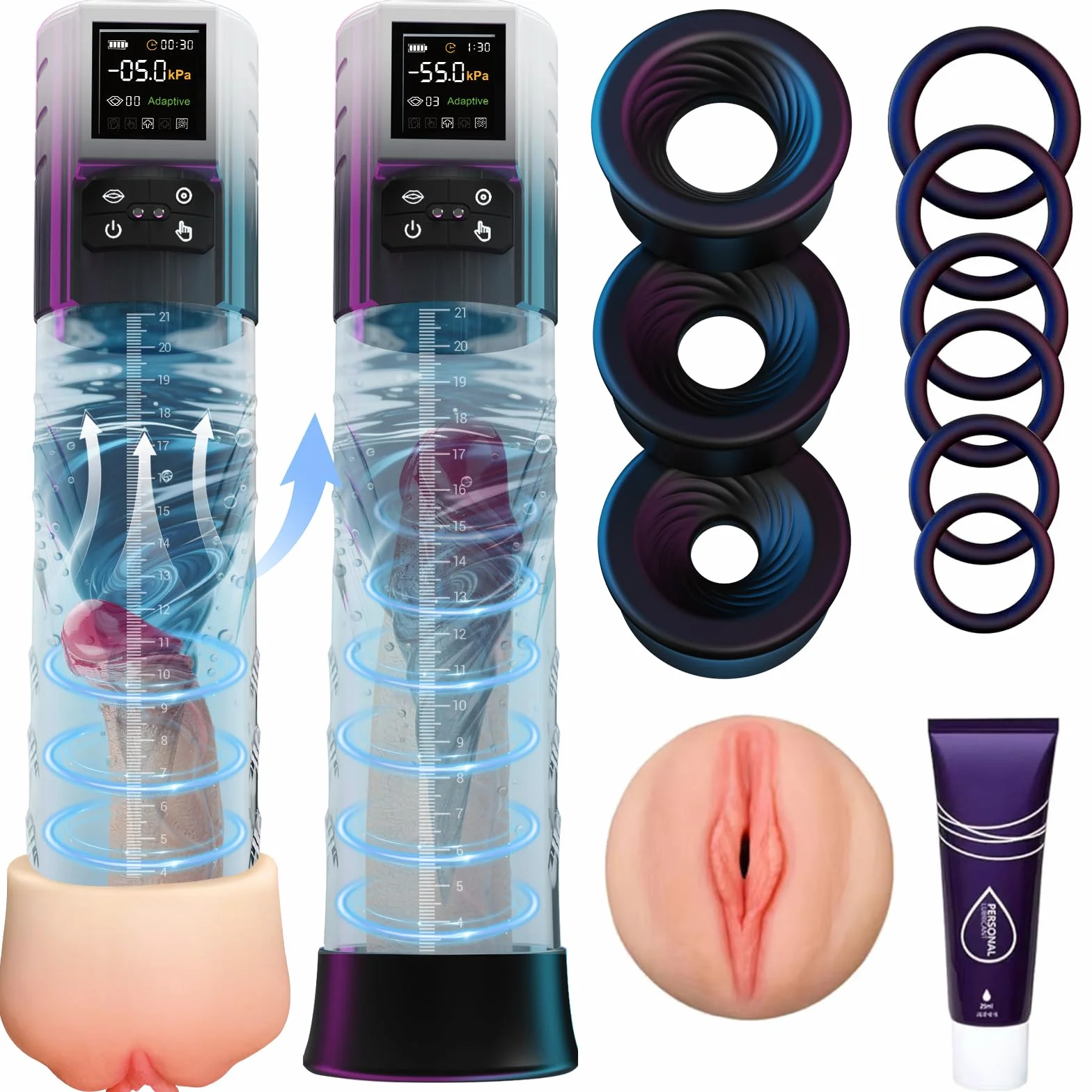 HIVEFUN Pompa Pene Masturbatore Uomo, Sex Toy Maschile con 6 Modalità di Aspirazione, Vacuum Device