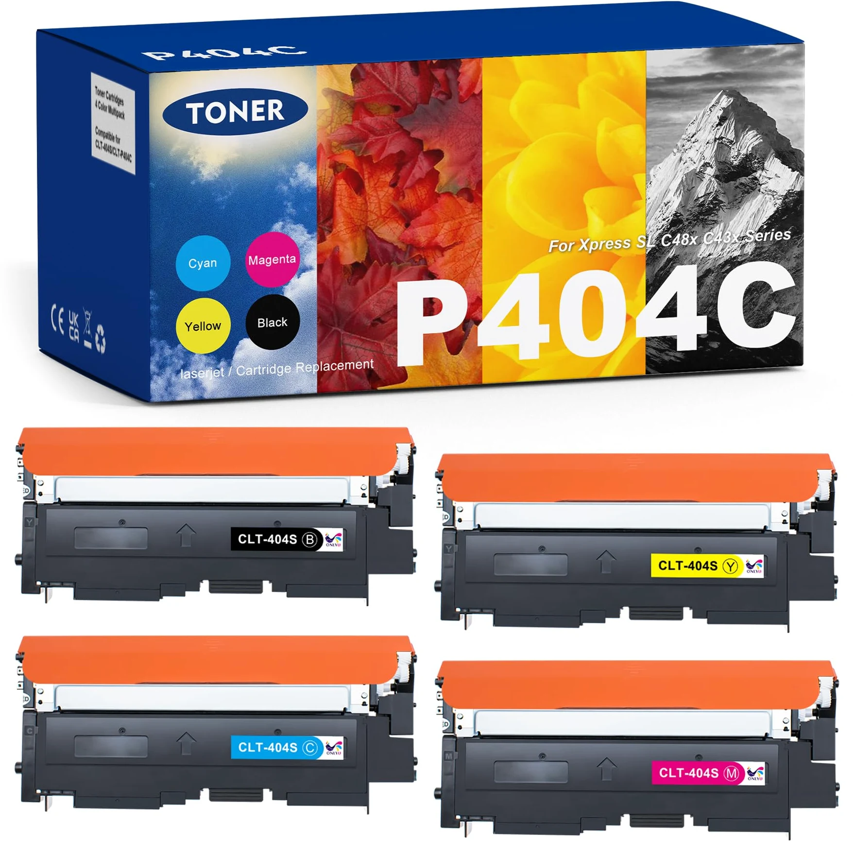 ONLYU Toner Cartuccia Compatibile per Toner Samsung Xpress C480FW C430W C480W SL C480 C430 C48X C480FN C43X per Samsung CLT-P404C CLT P404C 404S K404S CLT-K404S CLT-Y404S (Nero Ciano Giallo Magenta) | Compatibile per Toner Samsung Xpress C480FW C430W C480