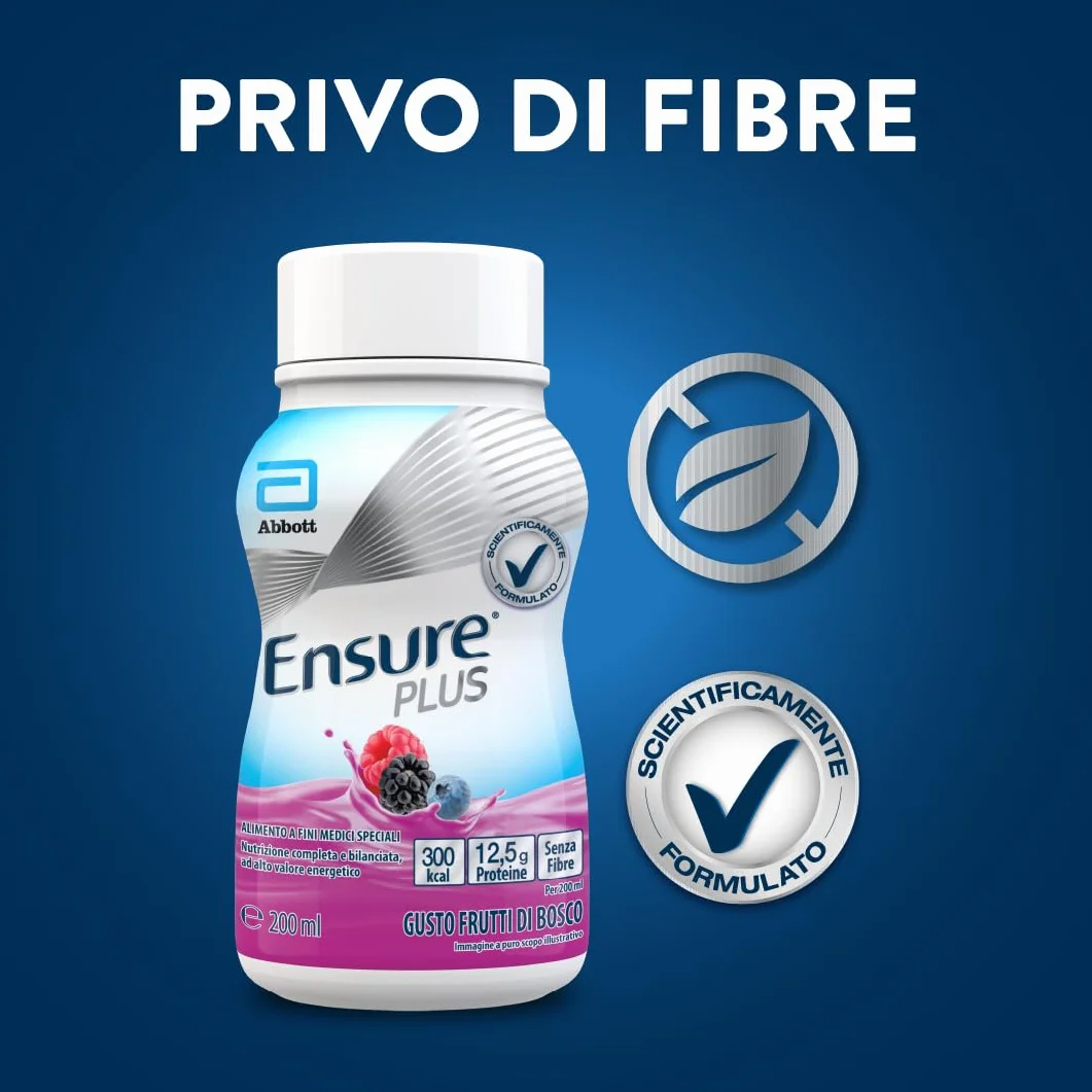 Ensure Plus Supplemento Nutrizionale Ipercalorico con Proteine 4x200ml Gusto Frutti di Bosco