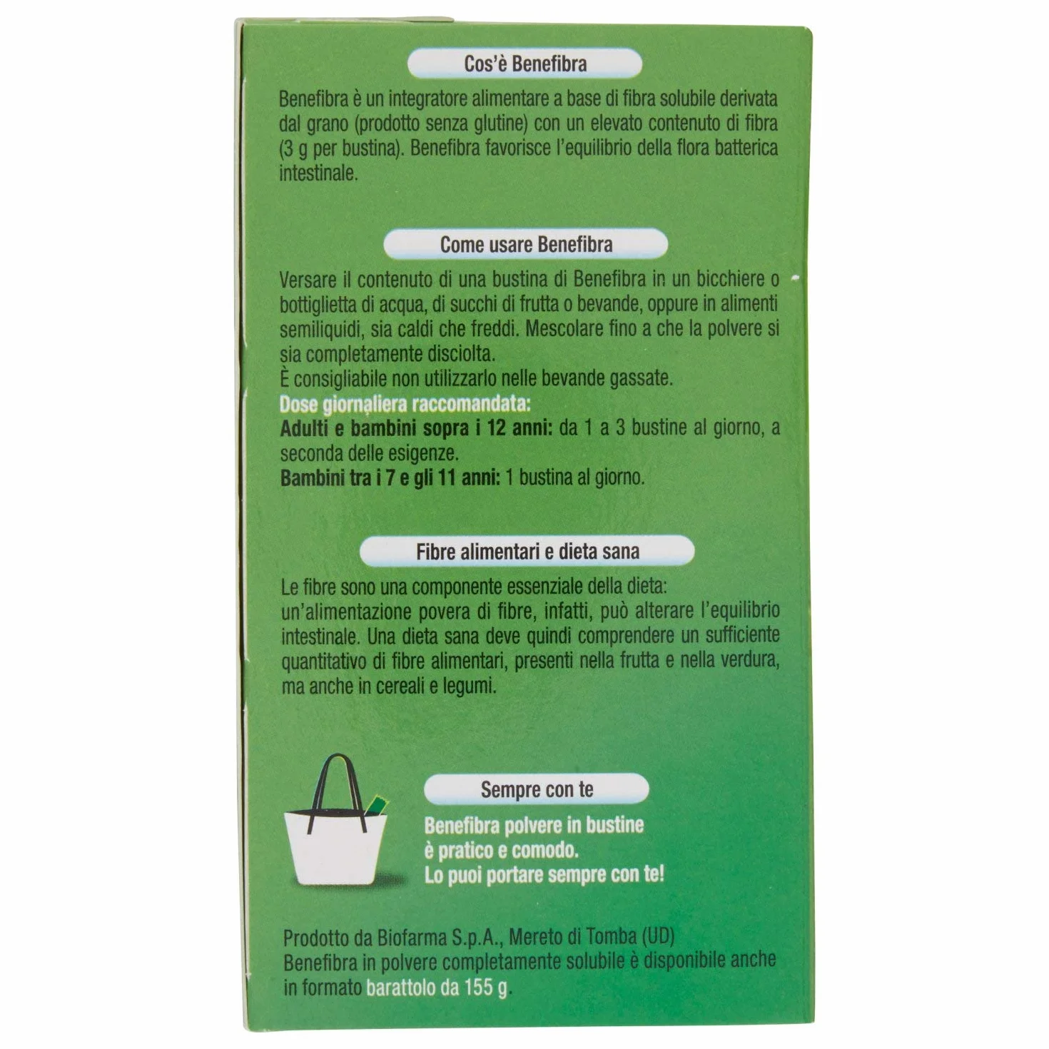 Benefibra Integratore Alimentare di Fibre Vegetali Equilibrio Flora Intestinale 28 Bustine