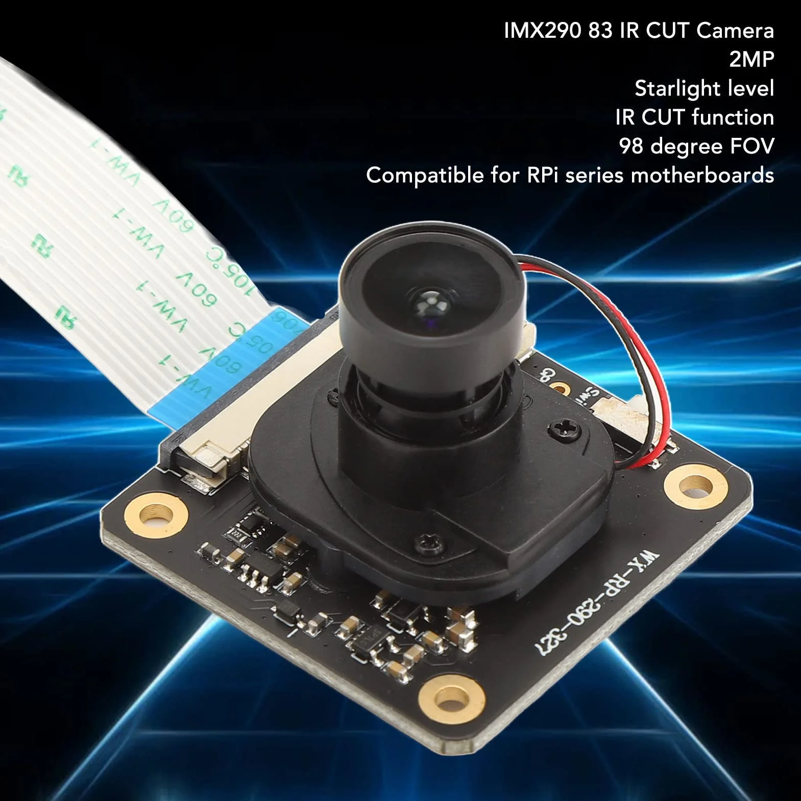 Modulo Fotocamera USB da 200 MP, IMX290 Taglio IR Automatico 98 Gradi FOV USB 2.0 Scheda Webcam con Sensore di Livello Starlight per RPi 4B 3B+ 3A+ Zero Zero 2 W