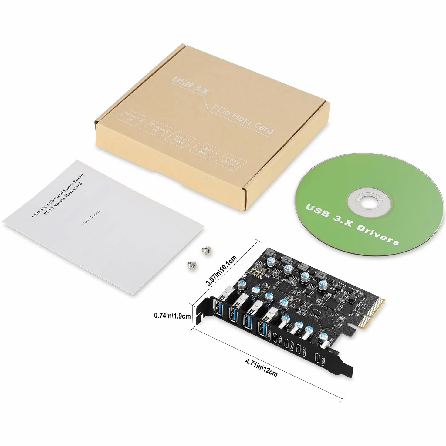 Scheda di Espansione USB 3.2 PCIe a 8 Porte, 10Gbps Scheda USB PCI Express Interna Hub Card per Windows 7/8/10 e Mac OS