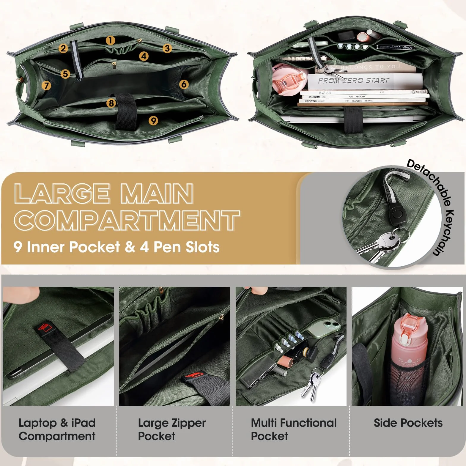 NEWHEY Borsa Donna 15,6 Pollici Laptop Grande Borsa Da Lavoro Tote con Frizione Borsa Cartella in Pelle PU Borsa a Spalla per Scuola Borsa a Tracolla Messenger Ufficio Viaggi Affari