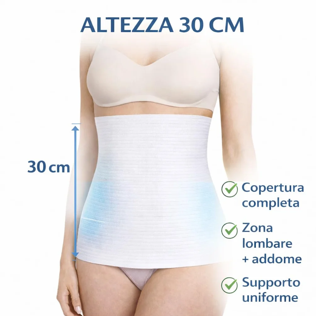 Fascia Elastica Lombare Traspirante in Cotone 30 cm - Supporto Schiena Addominale Uomo Donna (L) Made in Italy