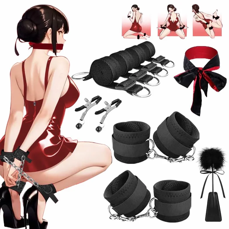 Manette Sexishop dla Pary 10 Kit, Seksowna Zabawka Erotyczna Czarna