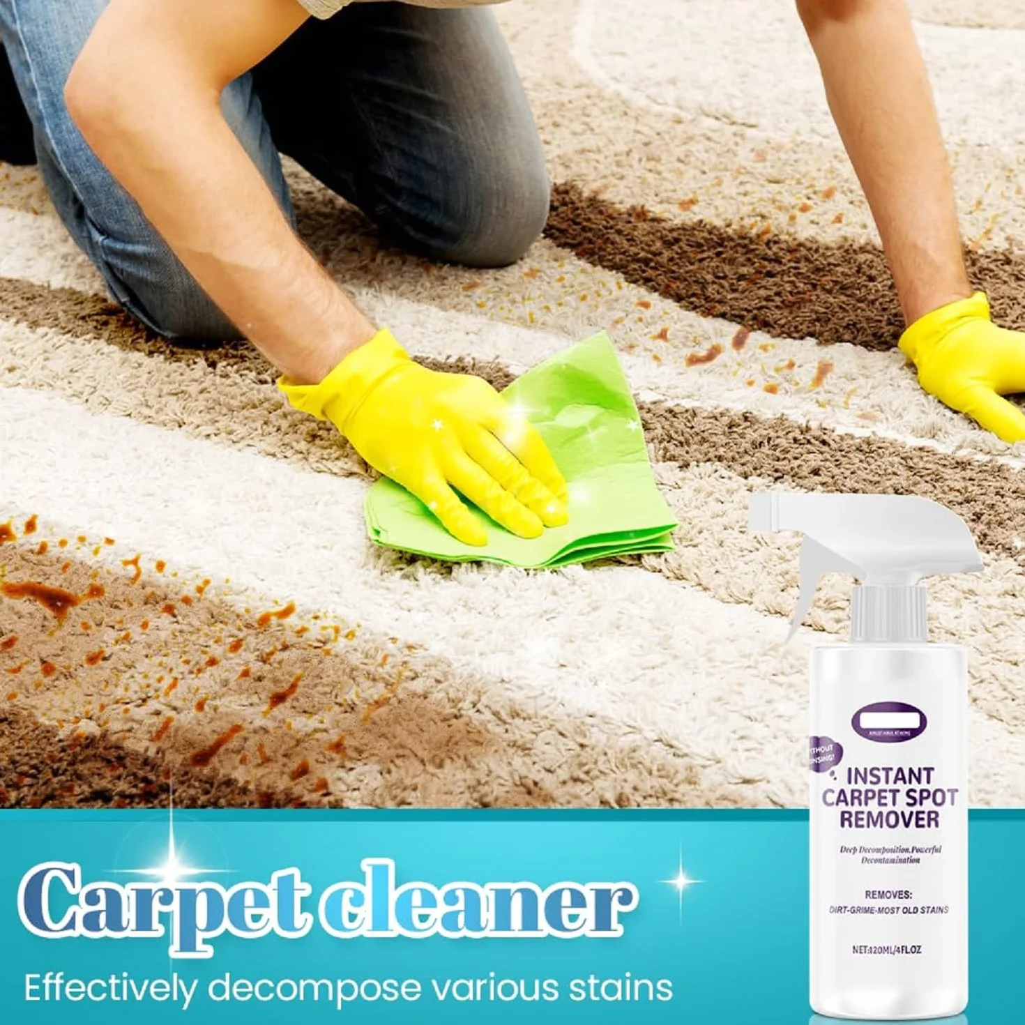 Detergente multiuso per tappeti smacchiatore spray asciugatura rapida (2pcs)