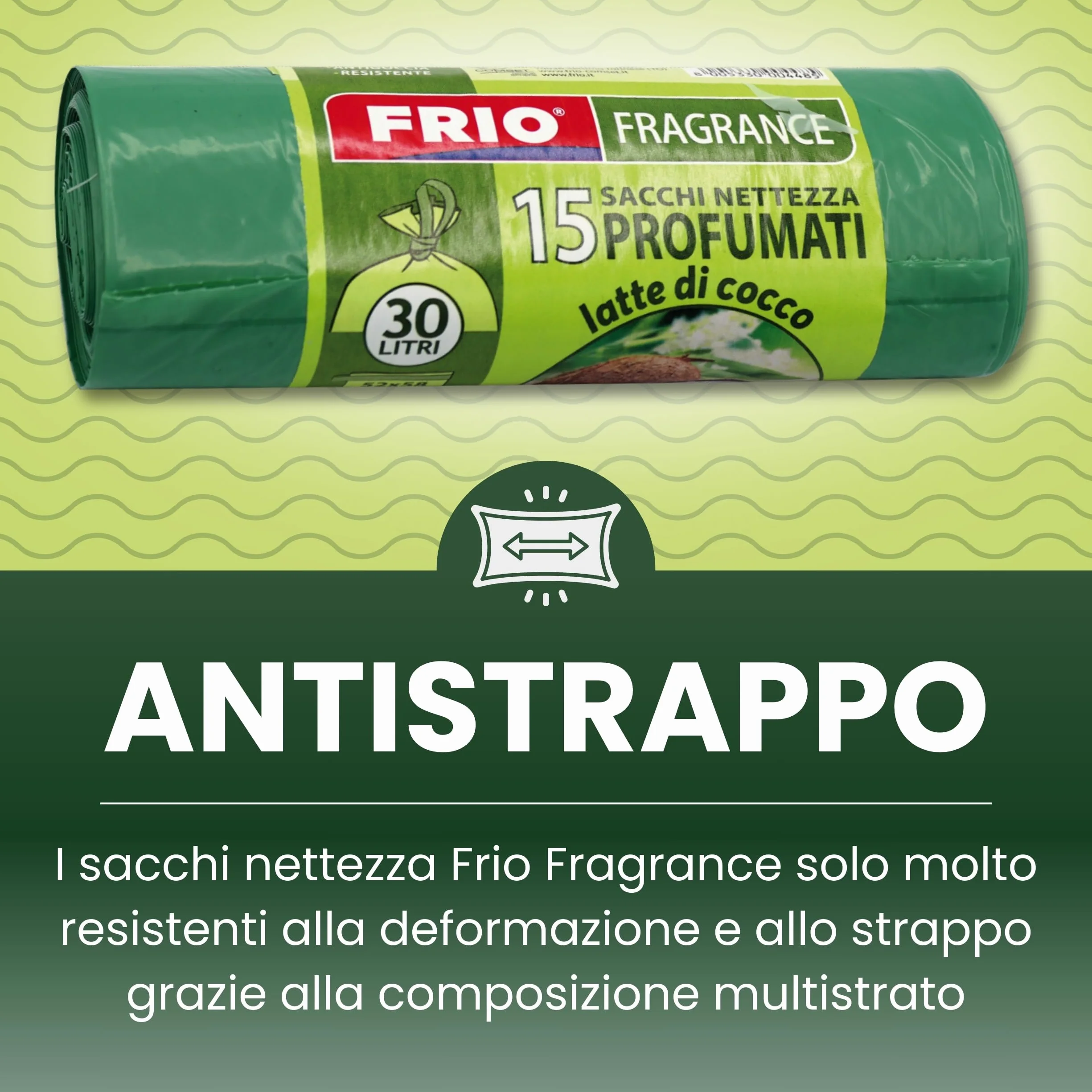 FRIO Sacchetti per la Spazzatura 30 Litri 52x58cm Verde Extra Resistenti
