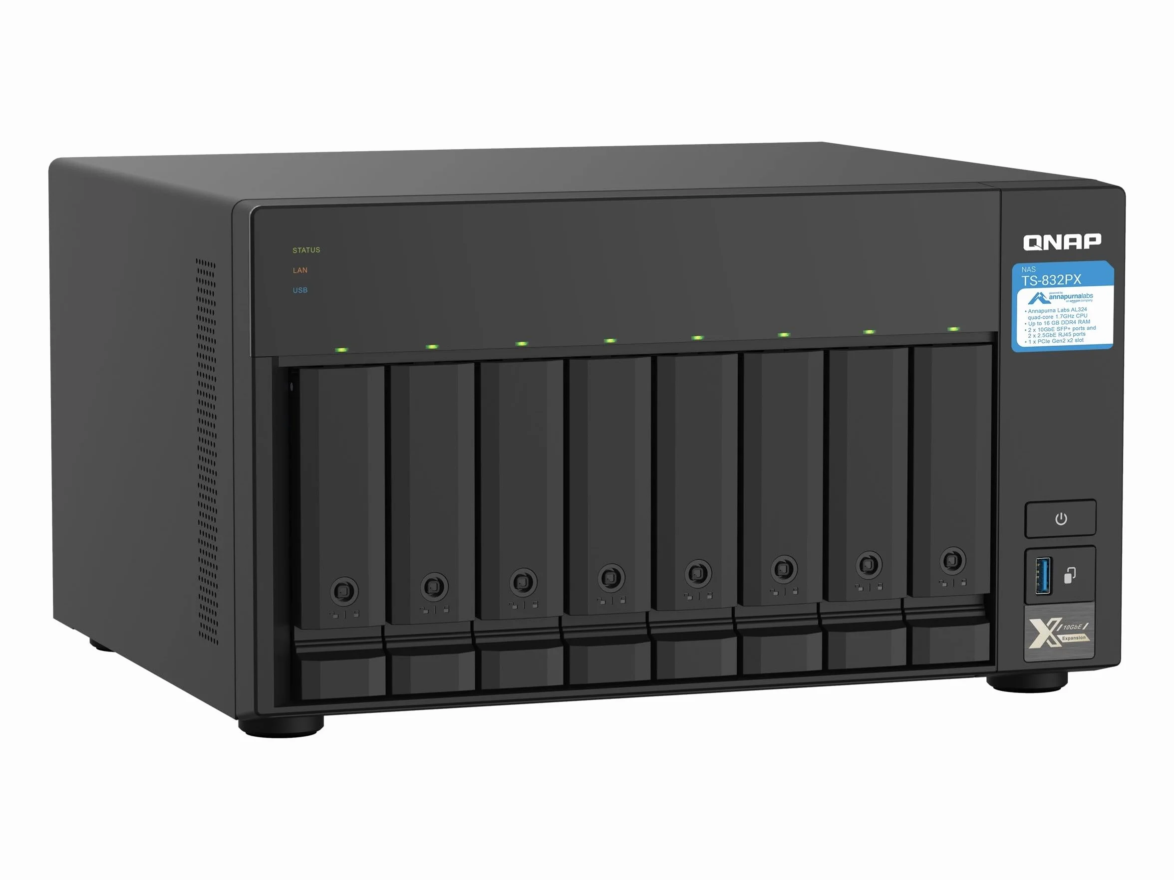 QNAP TS-832PX NAS Tower Alluminio Nero AL324