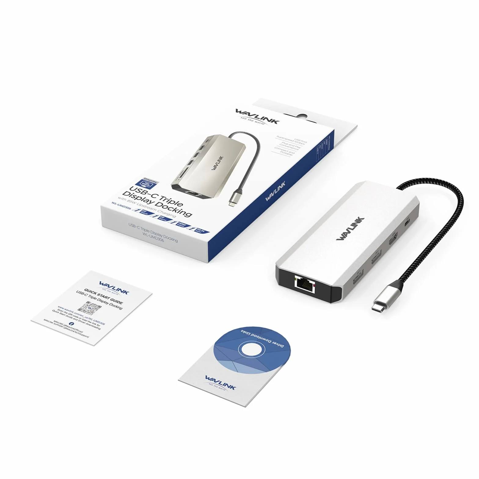 WAVLINK Stazione docking per computer portatili, Displayport Docking Station con doppio DP, HDMI, 100W PD IN, 10Gbps USB A/C, porta Ethernet 2.5G per Dell/HP/Lenovo ecc, solo computer Windows Systerm