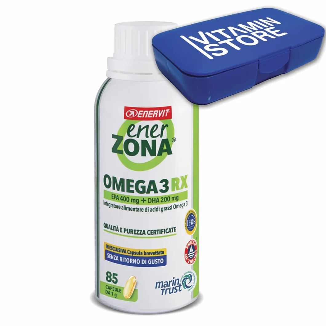 Enervit Enerzona Omega 3 RX 85 Capsule 1g Integratore IFOS Acidi Grassi Cuore Vista Cervello Olio di Pesce 1000mg Senza Glutine
