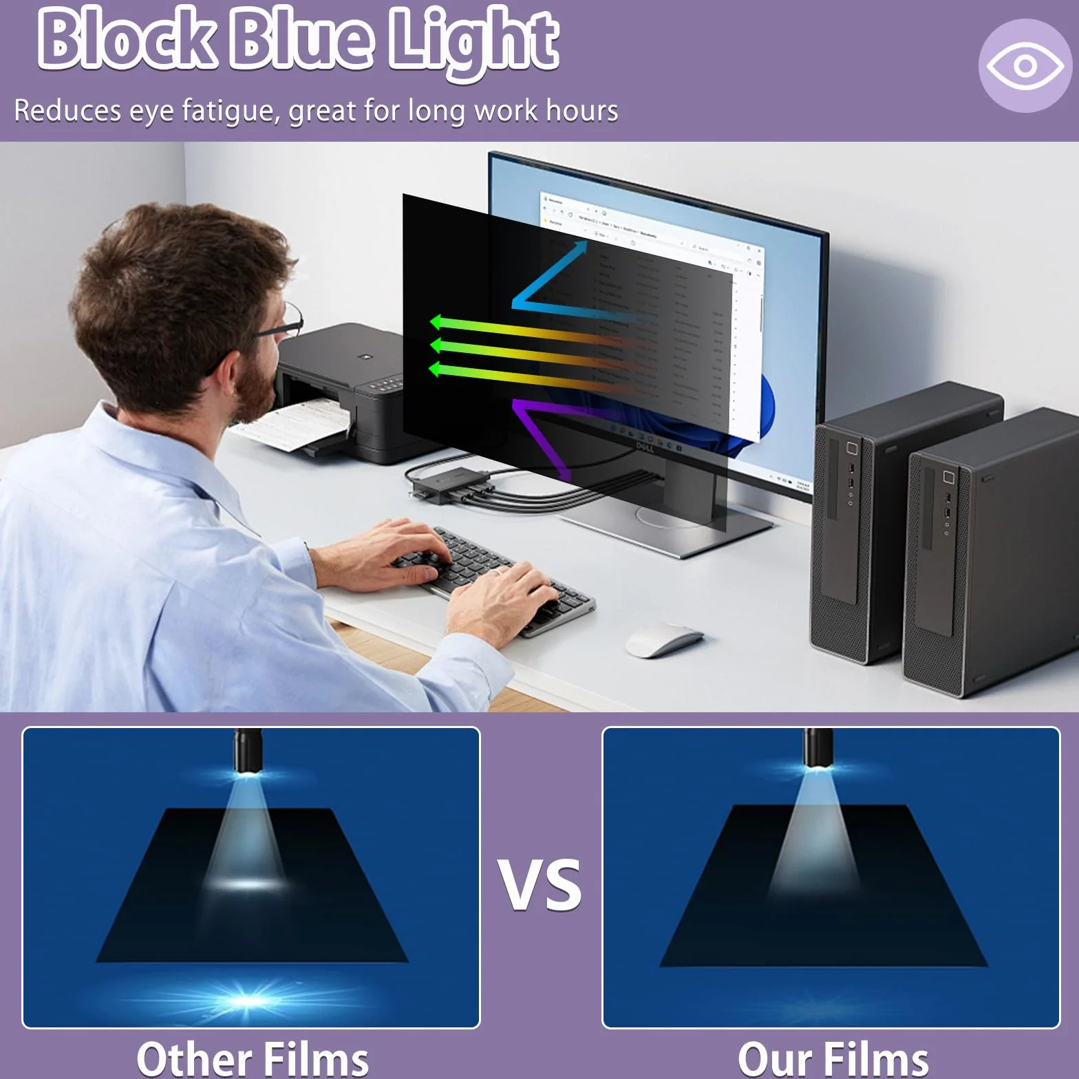 24 Pollici Filtro Privacy Premium, Filtro Privacy Premium & Filtro Anti Luce Blu, Rimovibile Pellicola de Protezione per Filtro Monitor/Laptop Computer (24" pollici 16:9)