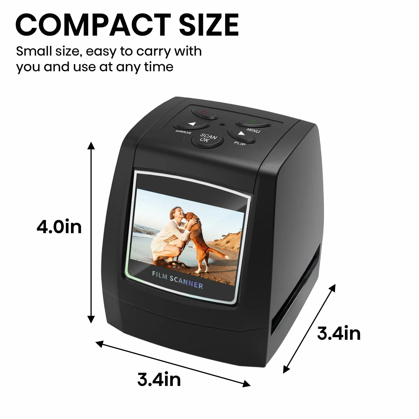 Scanner di film per 35 mm negativi e diapositive, Scanner ad alta risoluzione con 2,4" LCD, Convertitore Nessun PC e software richiesti