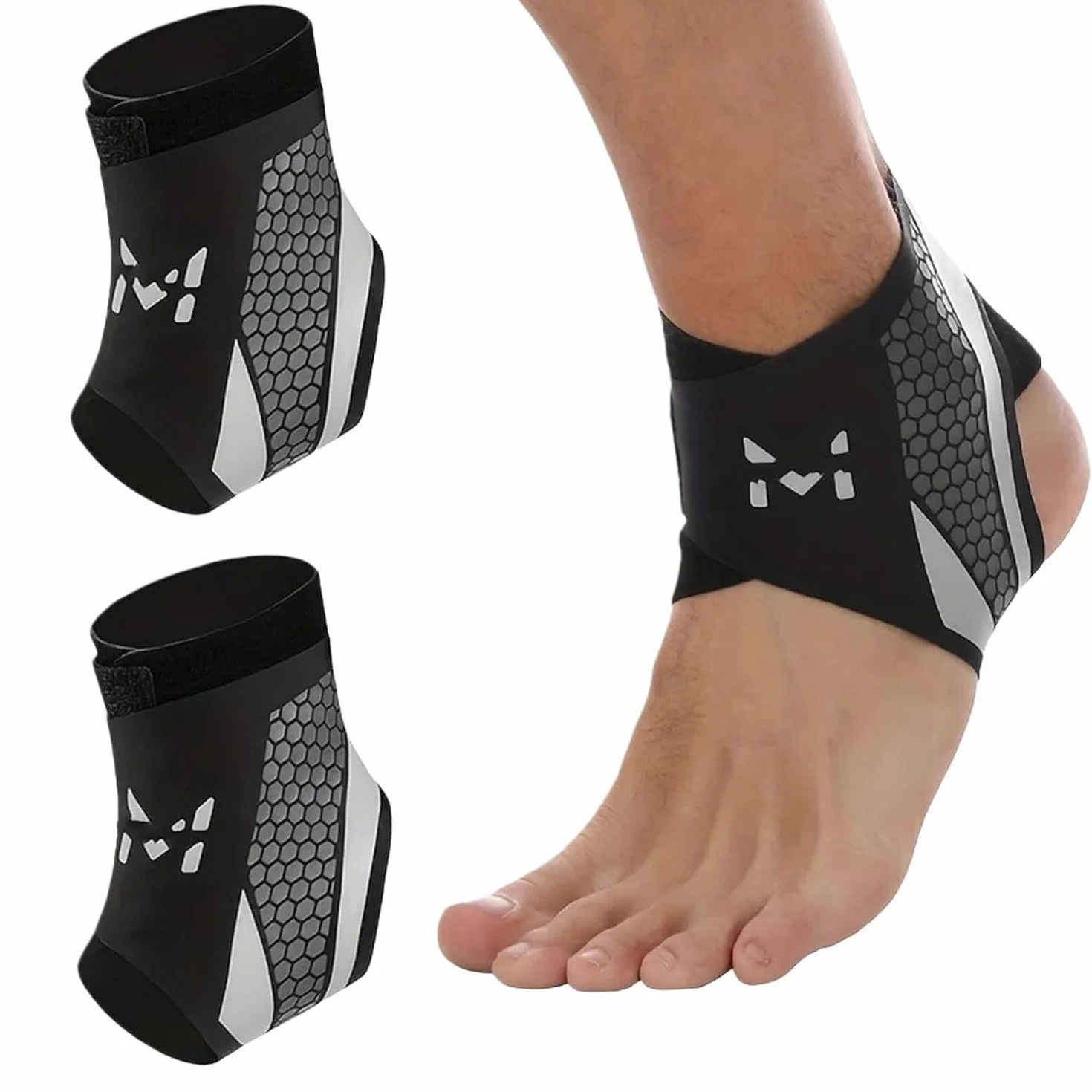 Cavigliera Sportiva Regolabile in Nylon Traspirante per Distorsione, Corsa, Calcio, Fitness, Escursionismo (Grigio nerastro)