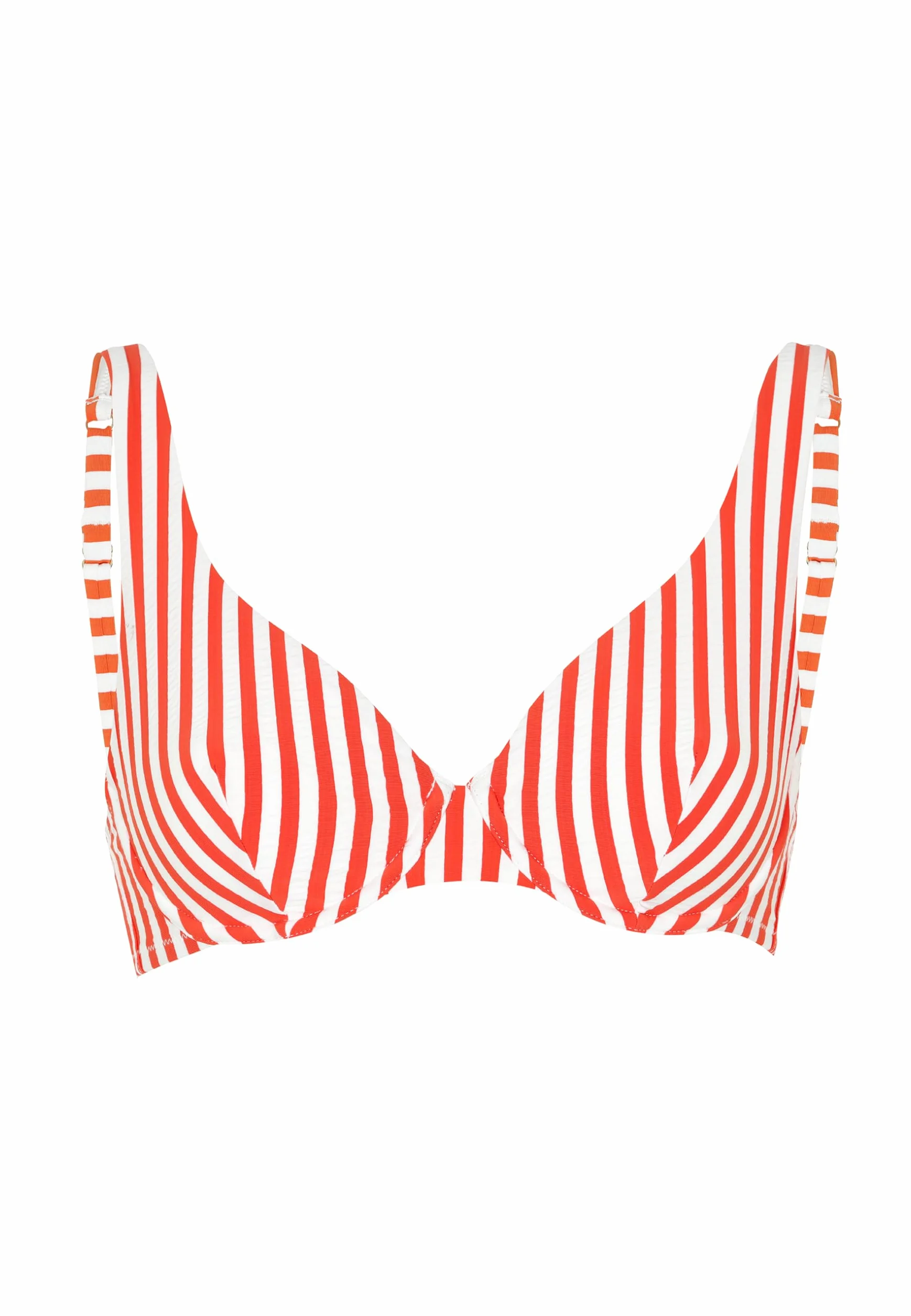 Lovable Resort Wavy Micro Donna Reggiseno con Ferretto Coppe Non Imbottite Apice Alto Righe Arancione Pesca Avorio 34C