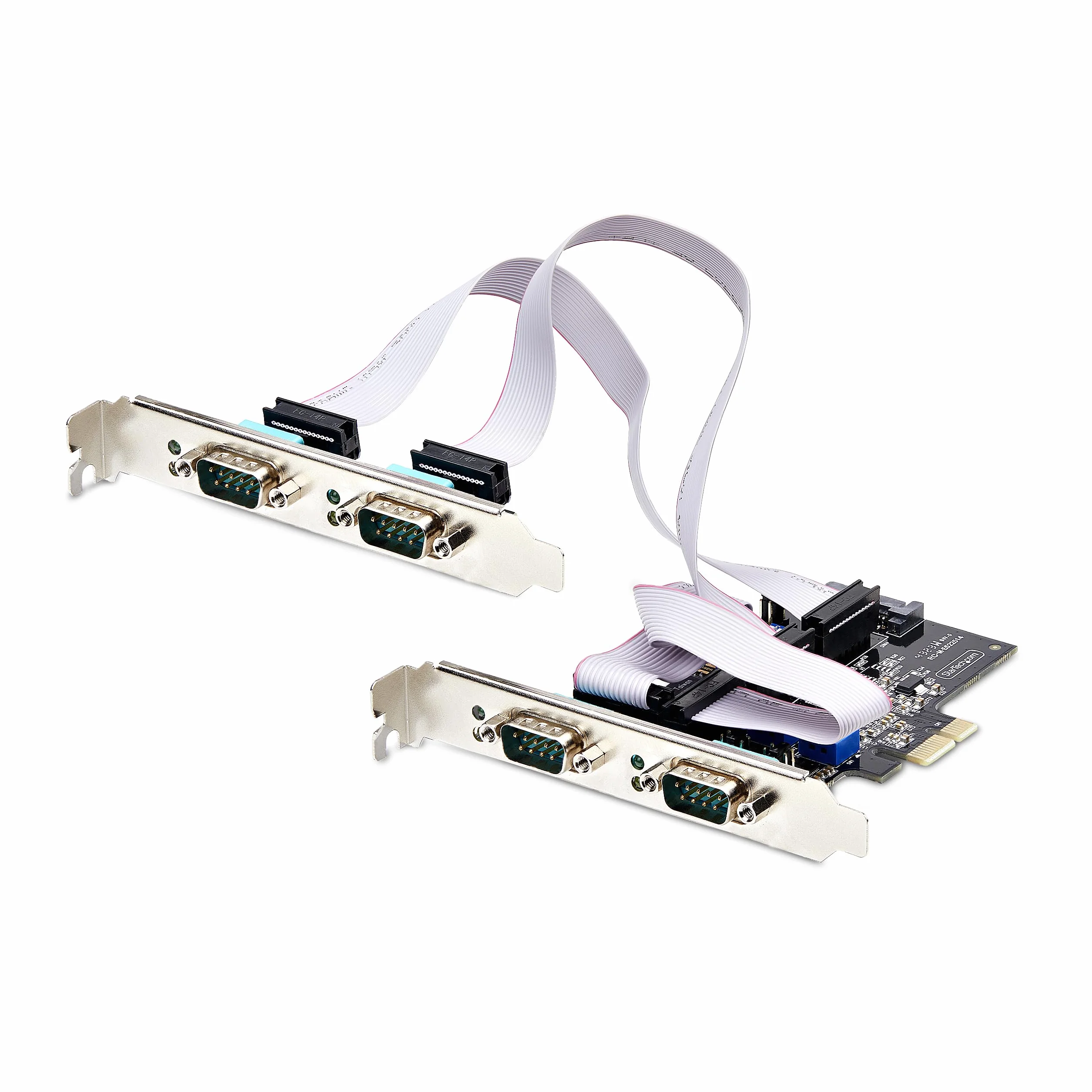 StarTech.com Scheda seriale PCIe a 4 porte, scheda seriale PCI Express a RS232/RS422/RS485 DB9, staffe standard/basso profilo, UART 16C1050, protezione ESD, Windows/Linux (PS74ADF-SERIAL-CARD)