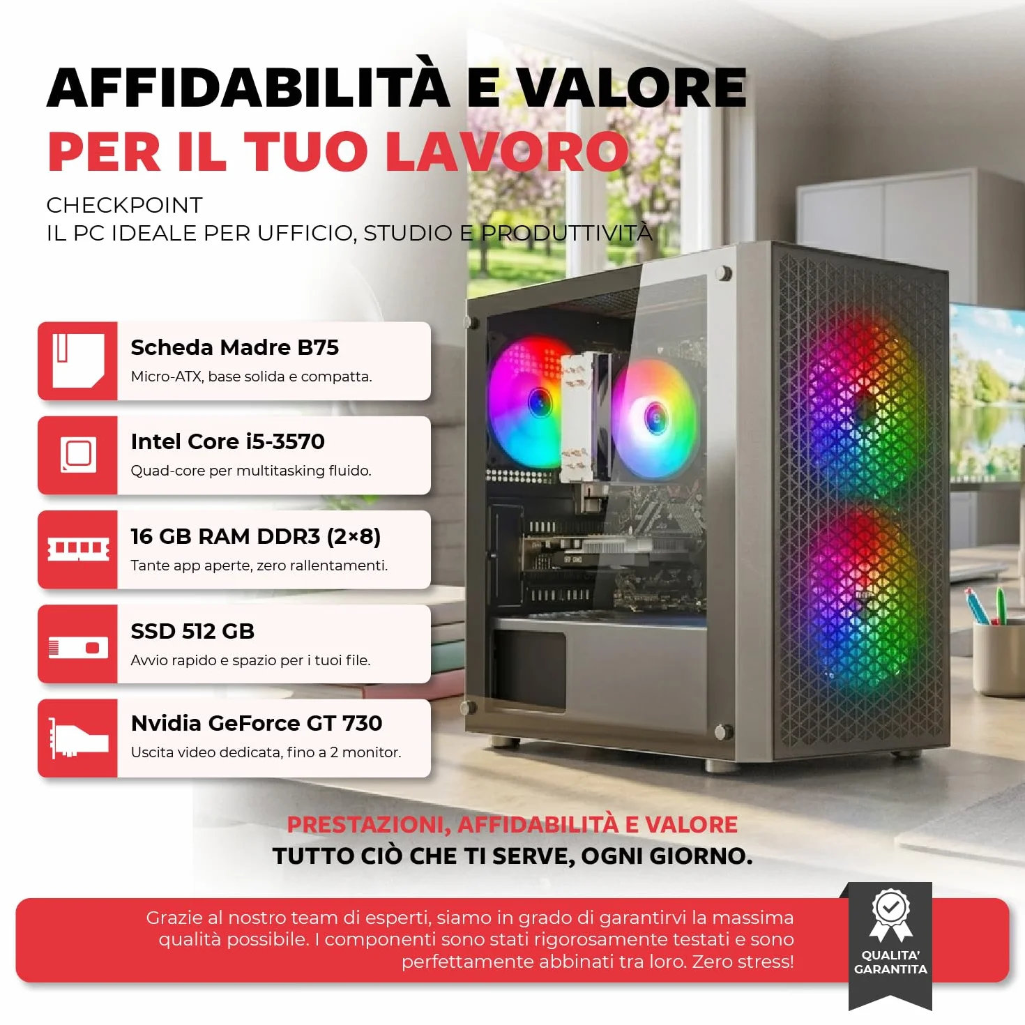 PC Desktop i5 3.8GHz 16GB RAM 500GB SSD GT 730 4GB WiFi USB Windows 11 Pro Torre Home Office