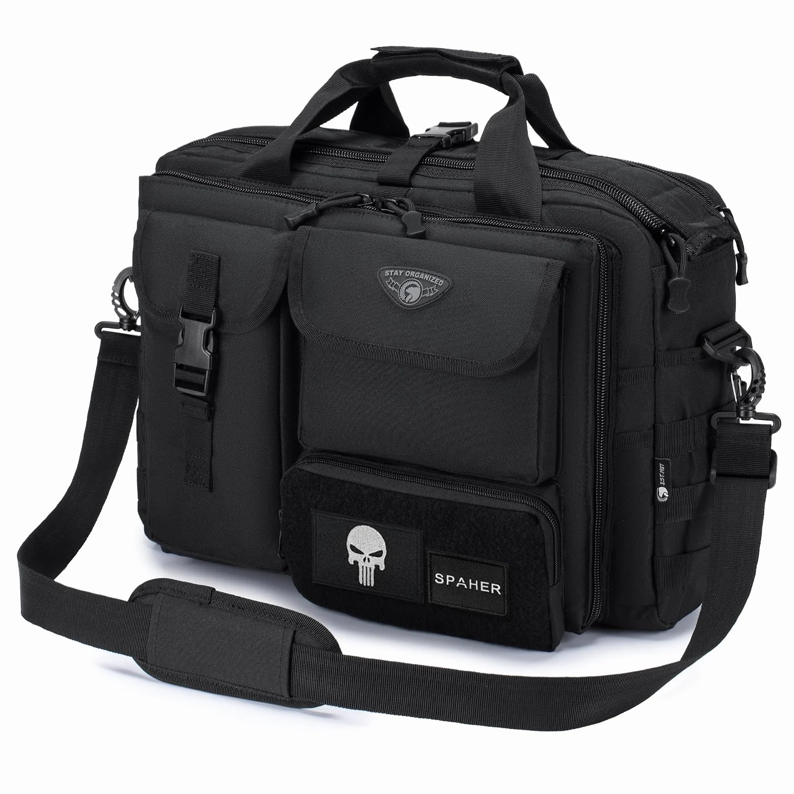 SPAHER Borsa Lavoro Uomo 24 Ore per PC 14/15.6/17" - Valigetta Tattica Ventiquattrore - Porta PC Laptop Briefcase per Ufficio