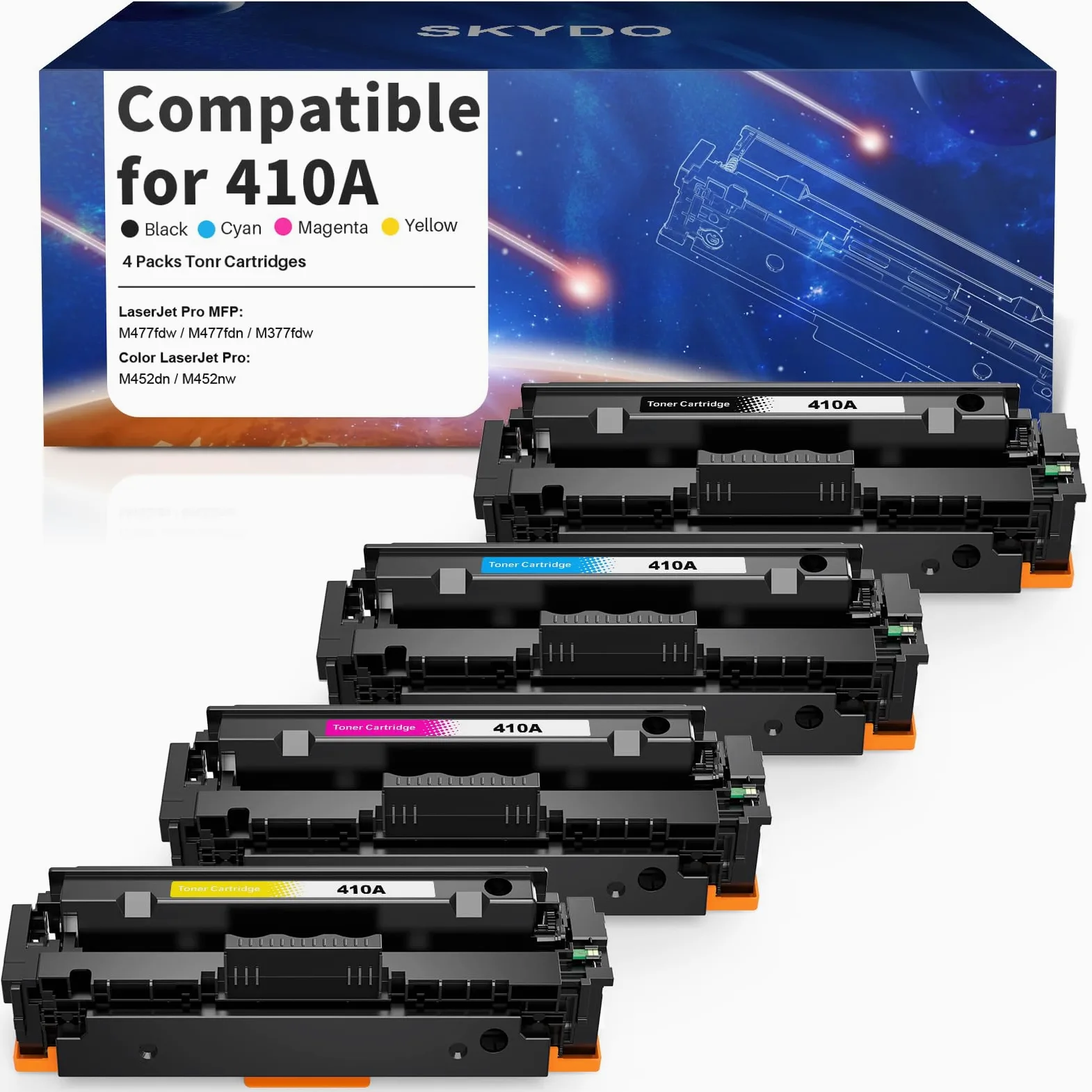 410A Cartuccia Toner Compatibile per HP 410A CF410A Toner 410X CF410X per HP Color LaserJet Pro MFP M477fdw M477fnw M477fdn M377dw M452nw M452dn M477 M452 ( 410A Nero Ciano Magenta Giallo, 4-Pack)