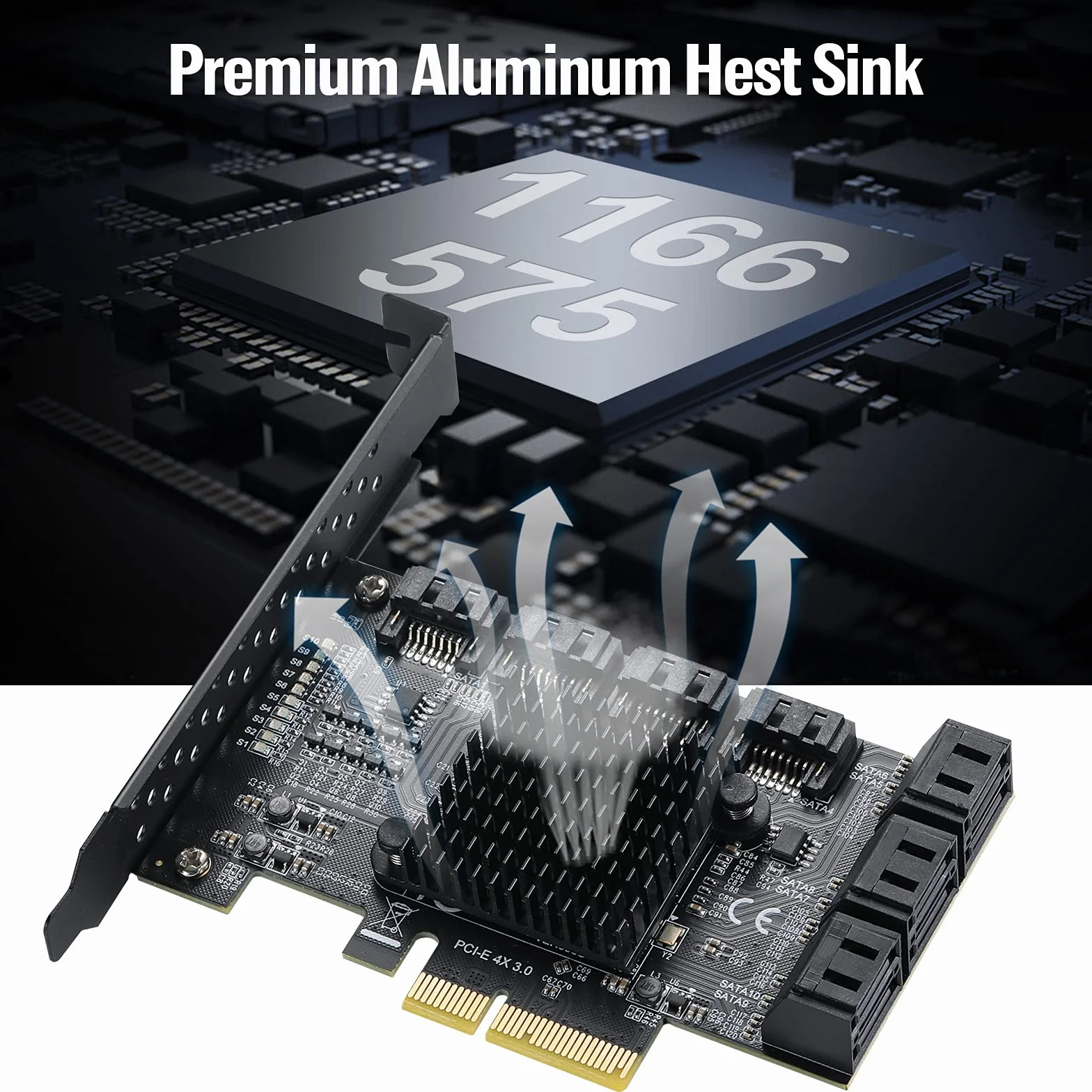 PCIE 4 schede SATA a 10 porte, SATA3.0 HDD 6G, controller PCI-E 3.0, avvio disco rigido di sistema con 10 cavi SATA e chip ASM1166+JMB75.