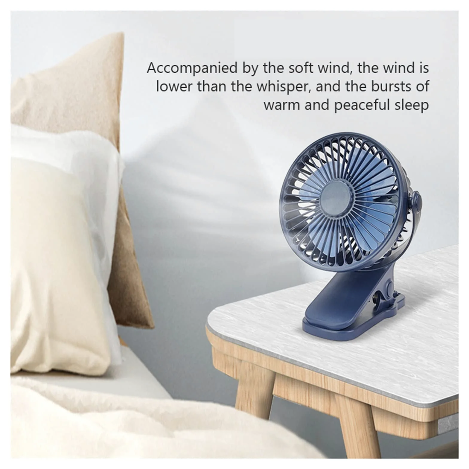 XJBTBA Ventilatori Portatili, Mini Ventilatore Portatile con Clip USB Ricaricabile Silenzioso Desktop Dormitorio Elettrico per Studenti Piccolo Ventilatore di Raffreddamento(Nero)