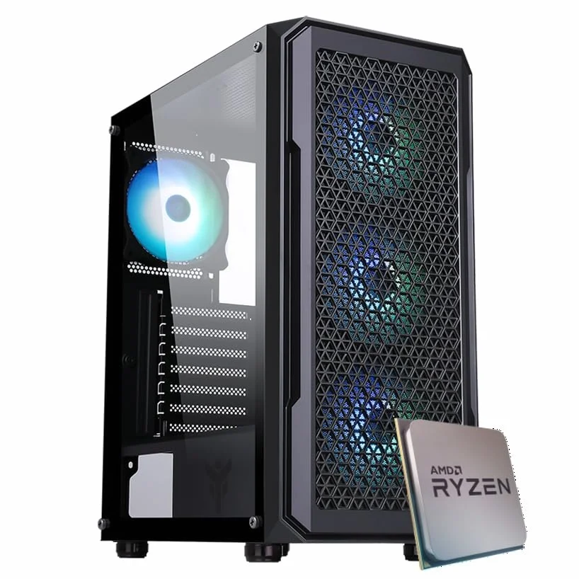 EMCA4 Computer Gaming PC Assemblato Ryzen 5 5600X - RTX 4060 8GB - M.2 1TB nvme - Ram 32GB DDR4 3200Mhz - 4 ventole RGB - Windows 11