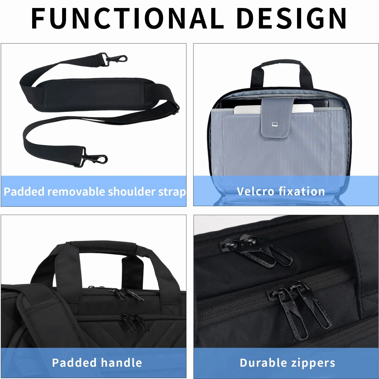 VANKEAN Borsa portatile da 17 pollici, valigetta espandibile TSA per donne moda, borsa per Computer impermeabile con tasca RFID, borsa per donne messaggeri per autobus/viaggi/College, nero