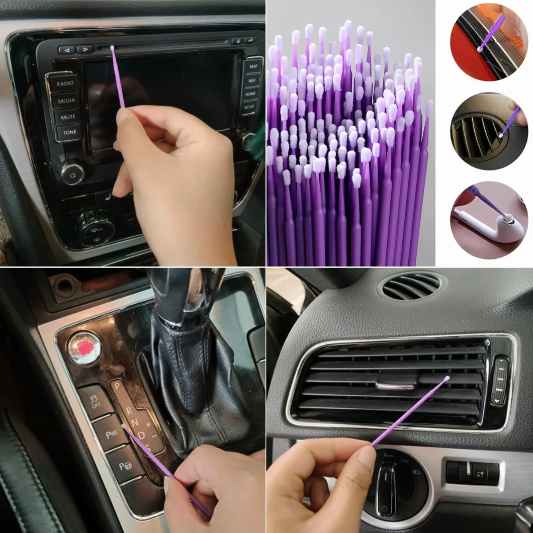 PARENCE.- Set di 100 detergenti di precisione - Testina in cotone, ideale per elettronica, gioielleria e finiture - Lunghezza 9,5 cm - Pratica tasca con zip, colore casuale