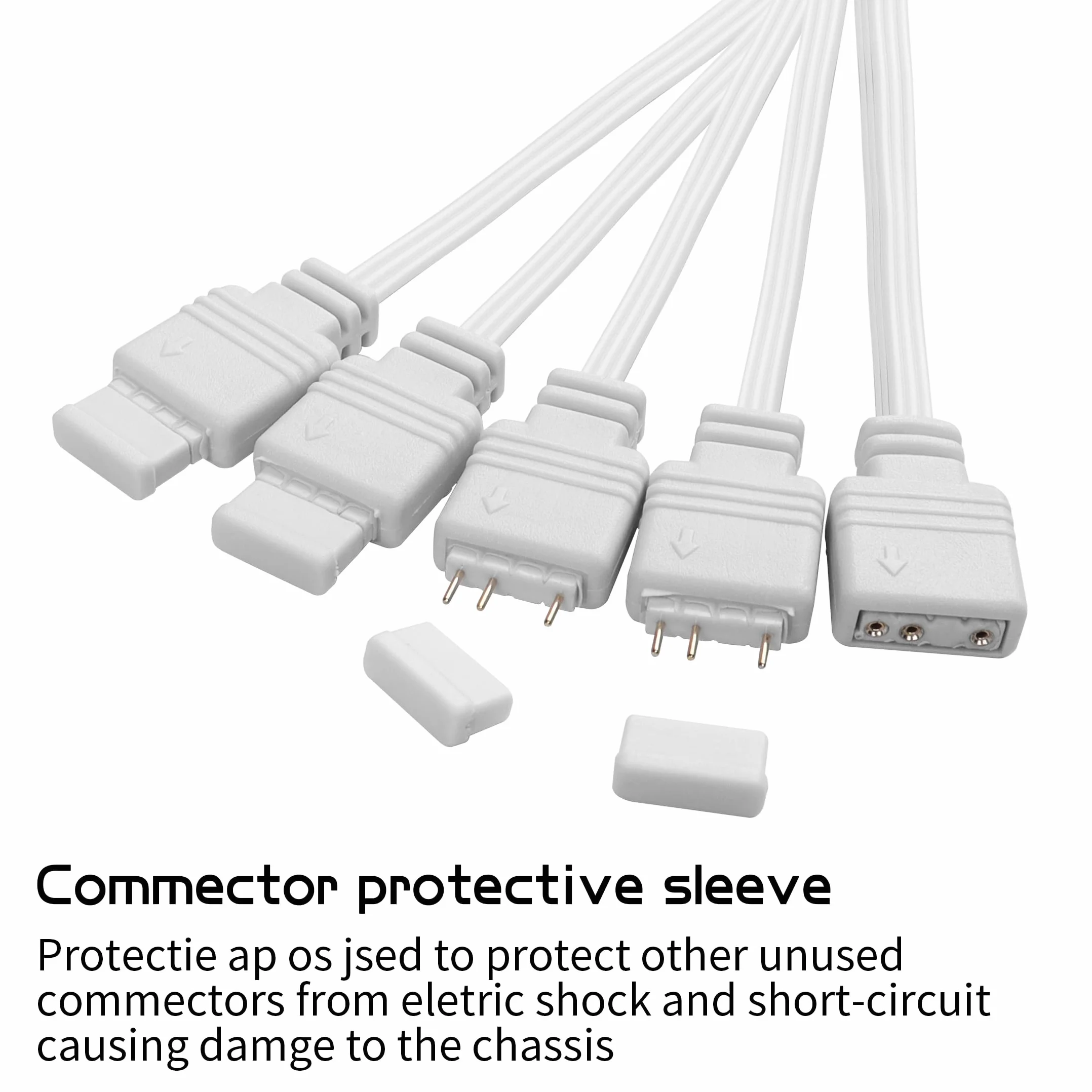 YAODHAOD Cavo Splitter ARGB, 5V 1 Femmina a 4 Maschio 3 Pin Indirizzabile RGB Cavo di Prolunga per Chassis del Computer, Raffreddamento CPU e Ventola da 5V (Da 1 a 4, 3 Pin, Bianco)