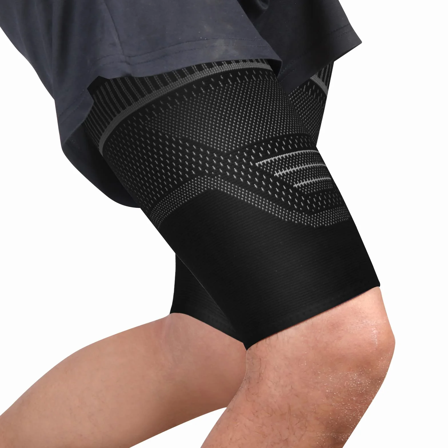 Fascia Elastica Compressione Coscia con Silicone Antiscivolo 2 Pezzi Nero XL per Sport