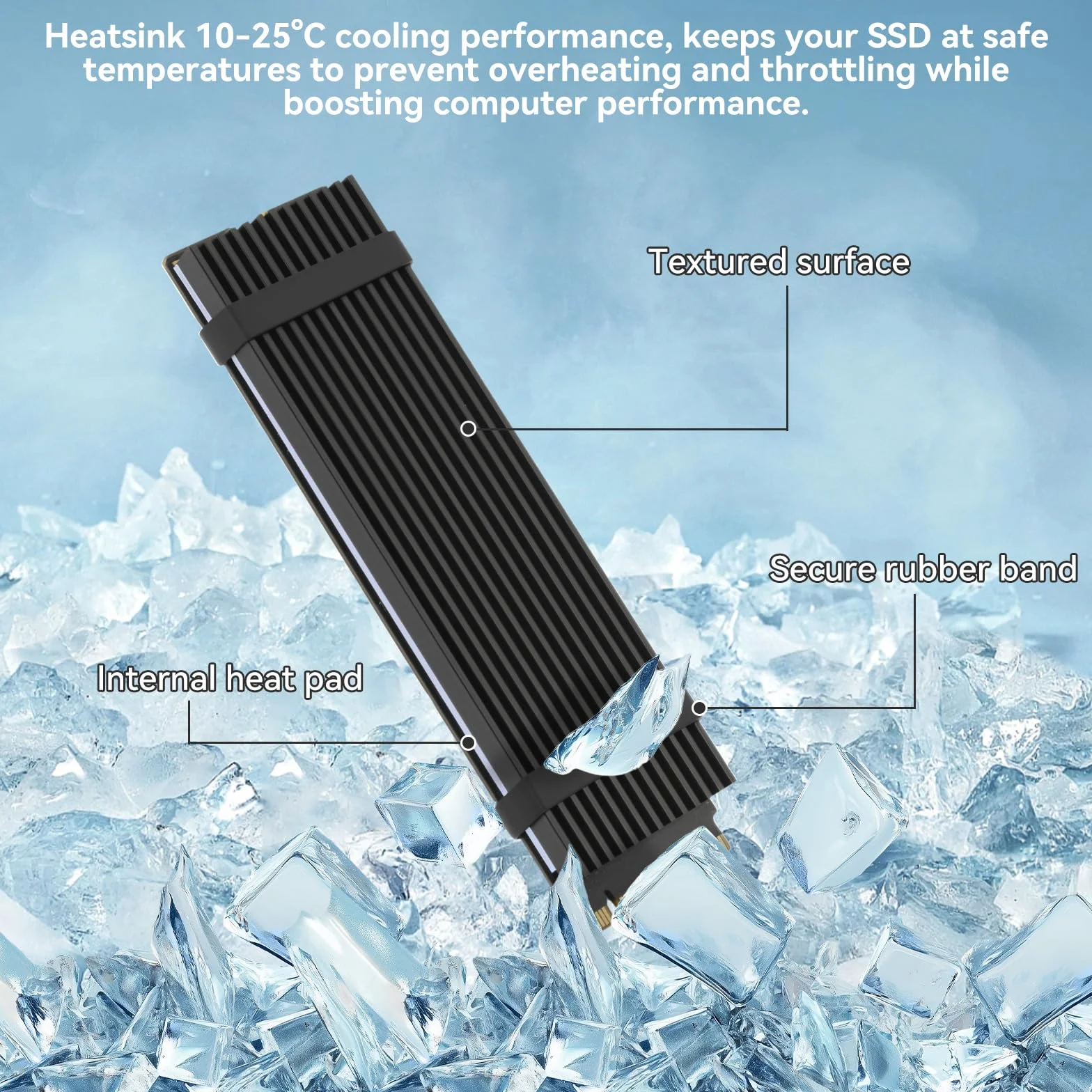 OTraki 4 Pezzi Dissipatore di Calore SSD M.2, 5,M2 2280 NVMe SSD Hard Disk Alluminio Dissipatore di Calore con Cuscinetto Termico in Silicone e 8 Fascette in Gomma,Termici in Silicone con PC fisso/PS5