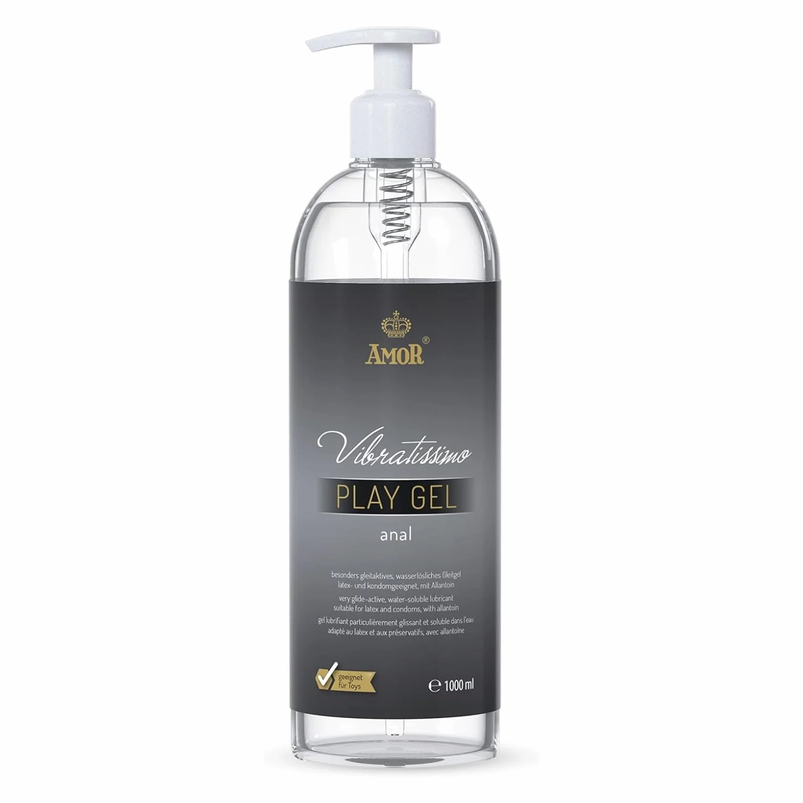 Vibratissimo Play Gel anale 1000 ml Lubrificante extra scivoloso a base acqua per sex toys silicone e preservativi lattice