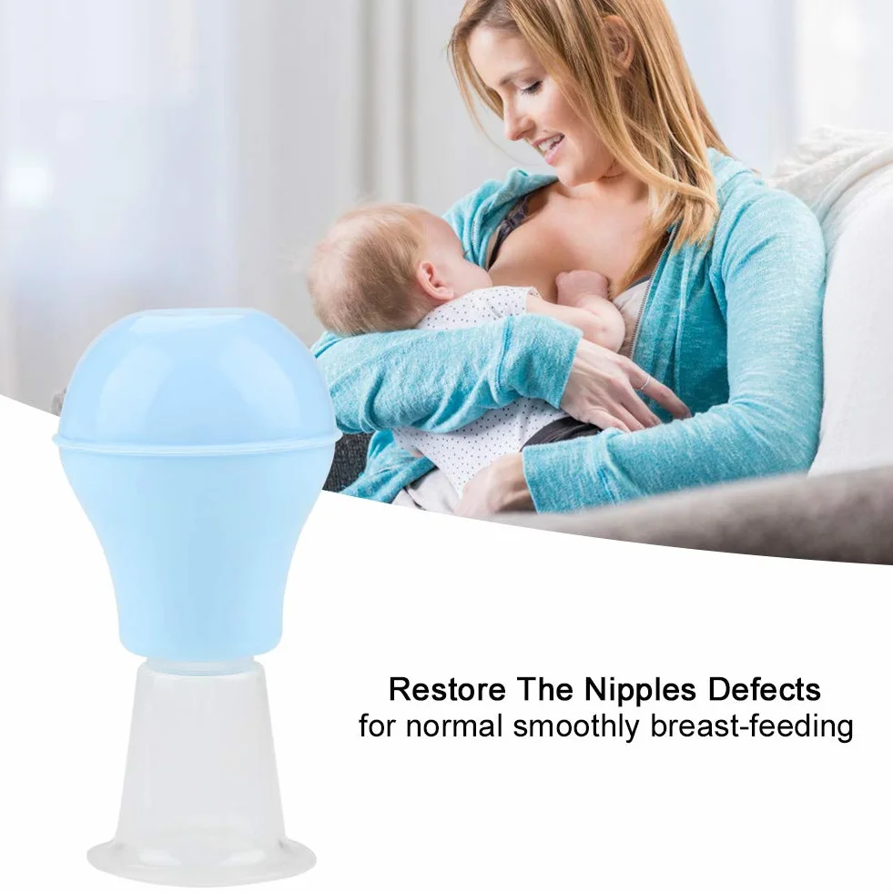 Correttore Capezzoli in Silicone Morbido per Allattamento, Aspirazione Ingrandimento, Capezzoli Piatti Invertiti (Blu)