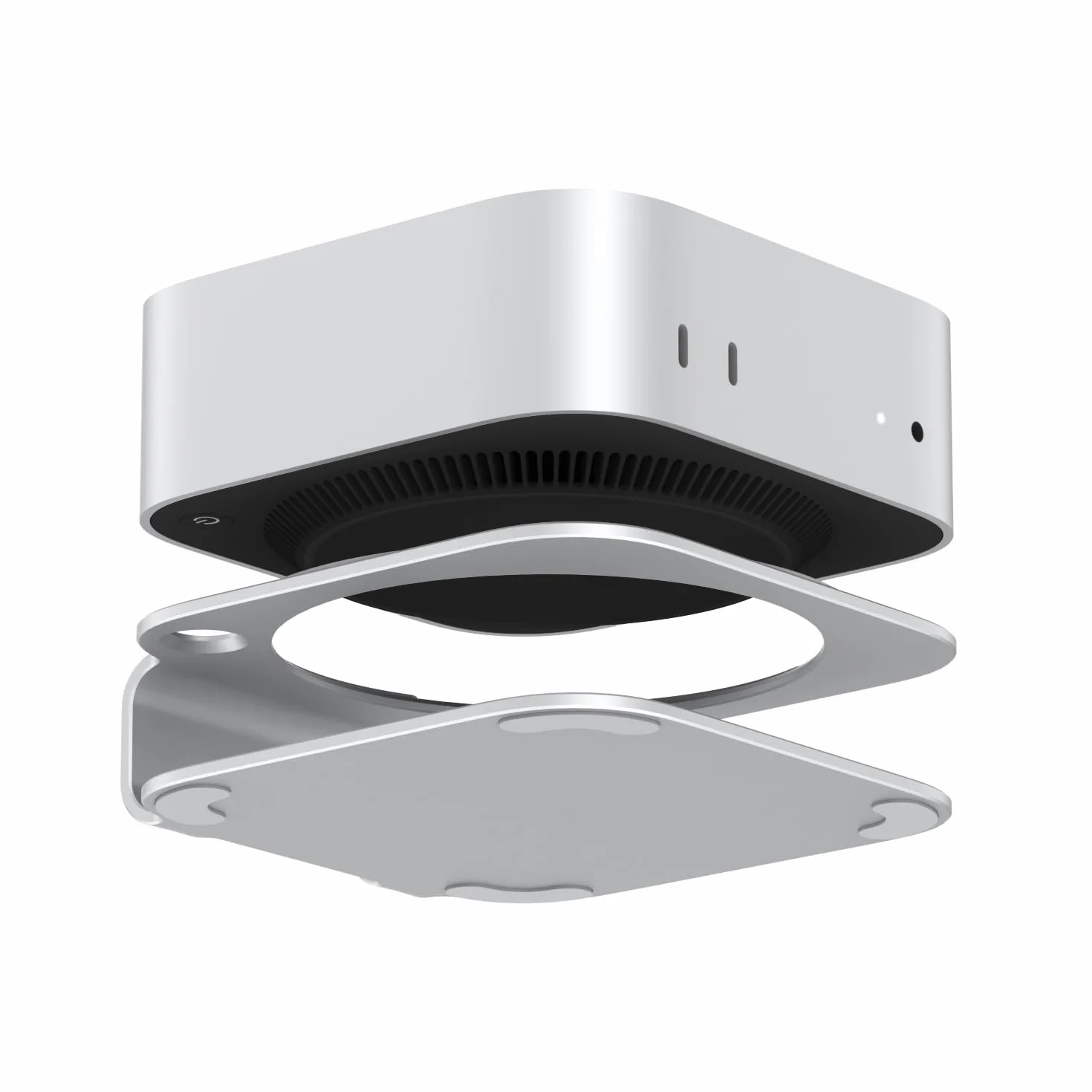 AKKYAJAURE Supporto per Mac Mini M4, supporto da tavolo in alluminio per Mac mini M4 e M4 Pro, raffreddamento migliorato, facile accesso al pulsante di accensione e organizzazione della scrivania