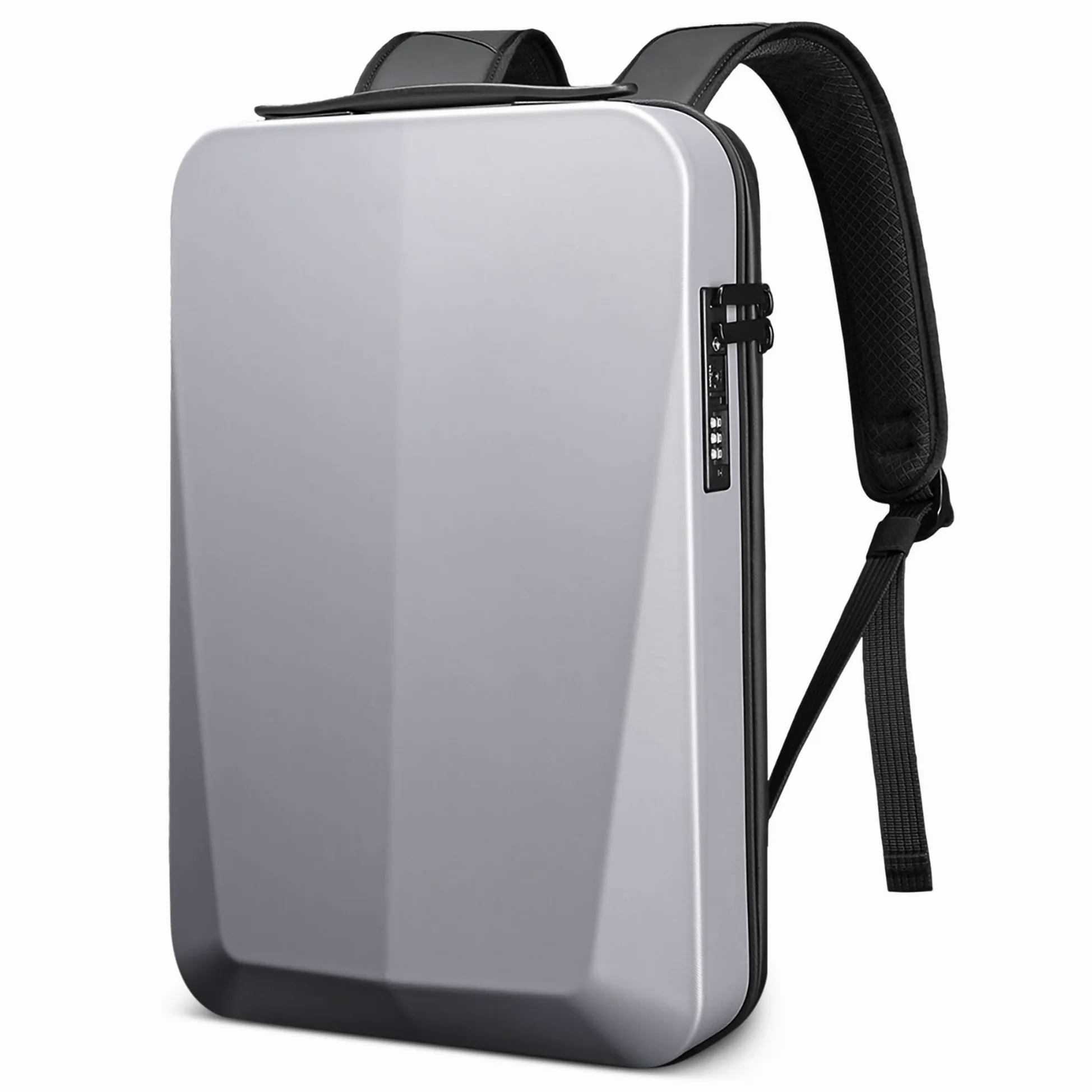 VARLIVOO Uomo Zaino con USB Porta 15.6" Laptop Zainetto Parola d'ordine Serratura Borse Lavoro Viaggio Scuola Università Campeggio Antifurto Zaino Impermeabile Polyester D'argento