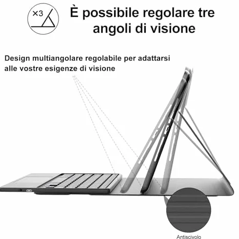 IVEOPPE Tastiera iPad 6 Generazione 9.7" 2018 con Touchpad, Cover Tastiera Trackpad layout Italiano Bluetooth, Custodia con Portapenna per iPad 5/4 Gen/Pro 9.7/Air 2/Air 1, Nero