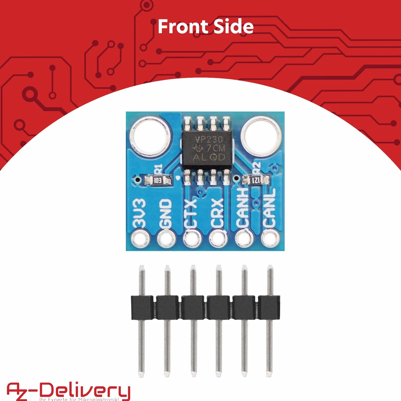 AZDelivery 5 schede ricetrasmettitori CAN-Bus Breakout – Strato fisico ad alta velocità, VP230, compatibile con ISO 11898-2 Standard