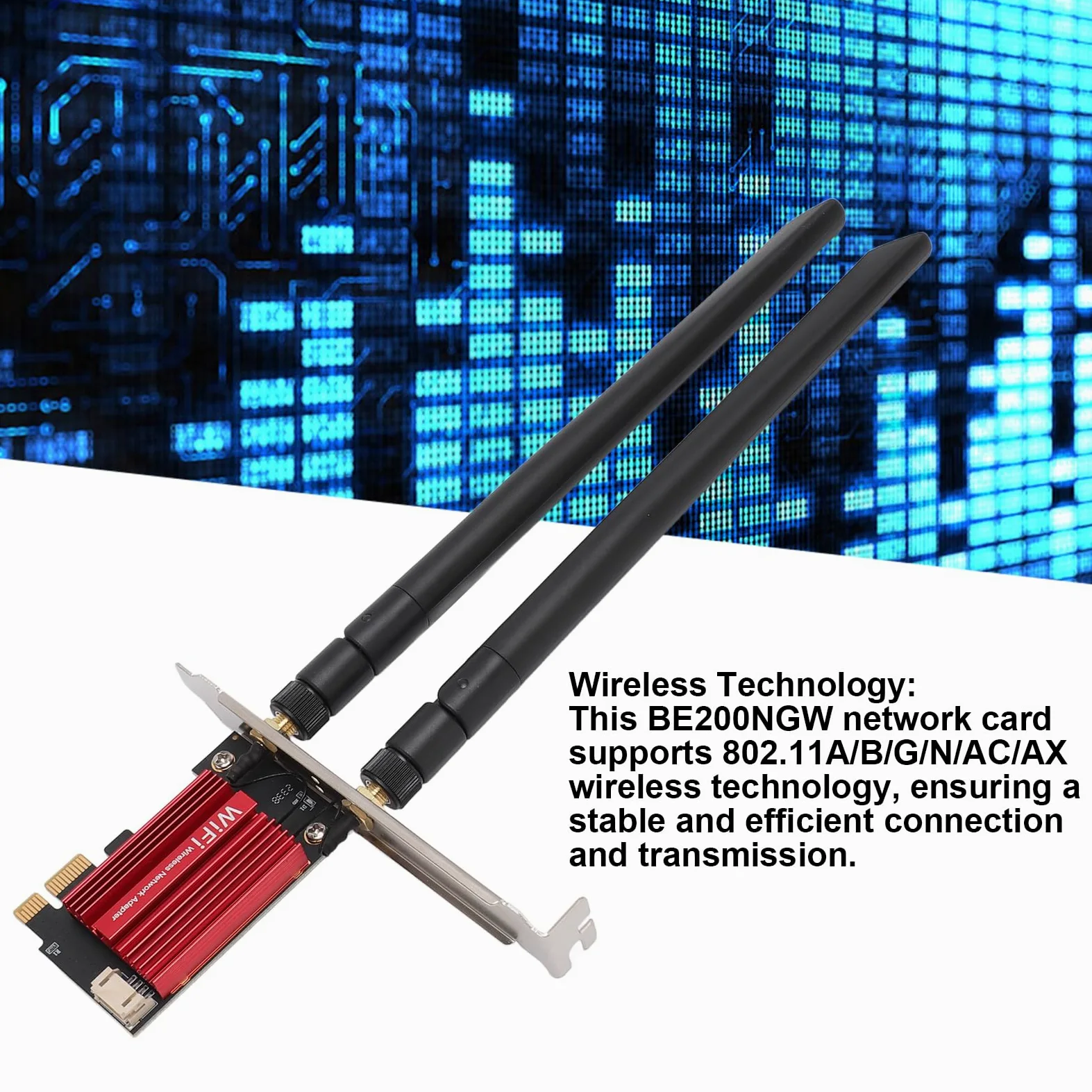 Cryfokt Scheda WiFi 7, Scheda di Rete 574Mbps 2.4G 2400Mbps 5G 5800Mbps 6G BE200NGW con MU MIMO Bluetooth 5.4 WPA4, per PC Desktop 10 11 OS