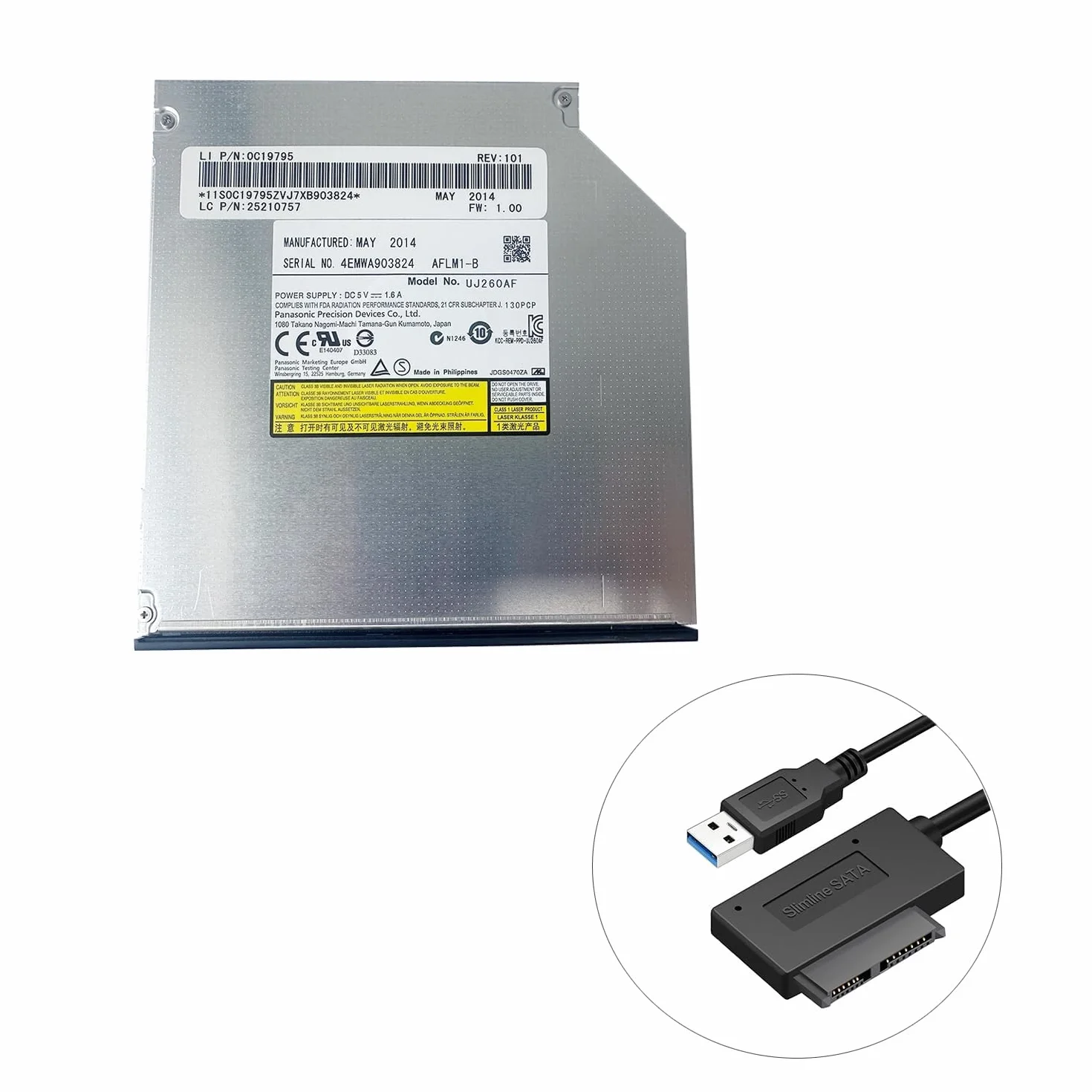 UJ-260 UJ260 6X Blu-RAY BD-RE DVD Rewriter interno 12,7 mm SATA Laptop Drive con lunetta per Dell Optiplex 7020 3060 3050 e per HP Pavilion dv4 dv5 dv6 dv7 dv8