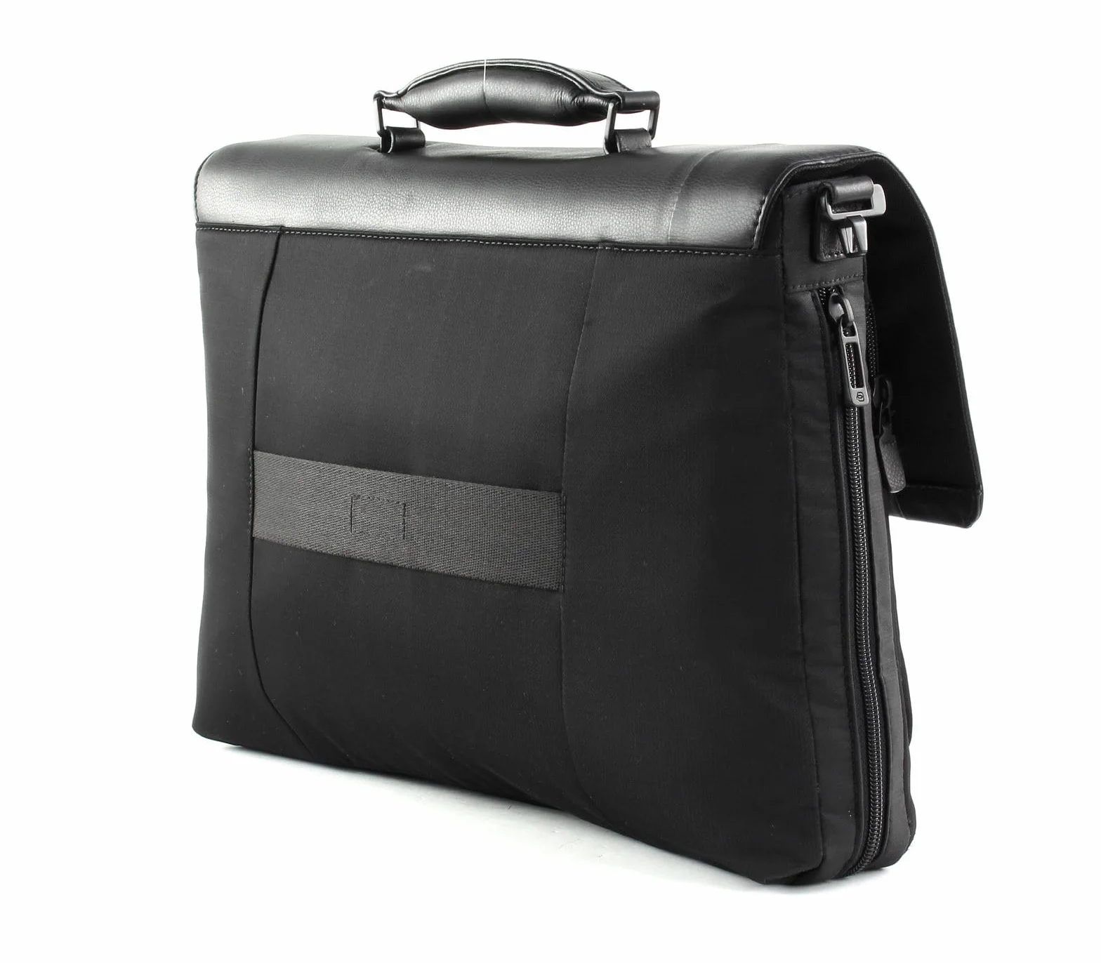 PIQUADRO P16 Cartella con patta ed espansione in pelle e tessuto porta PC 15" ad uno scomparto