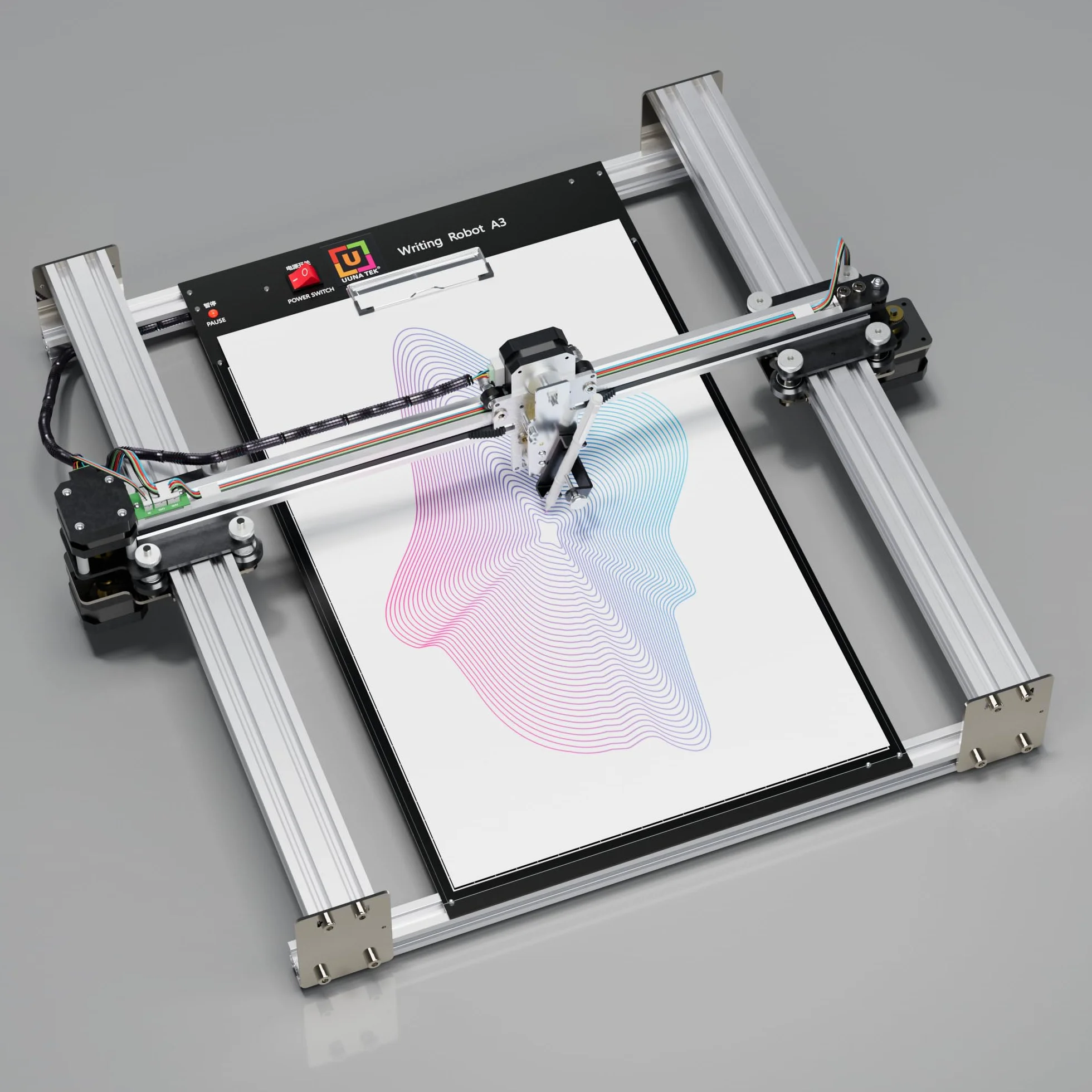 iDraw 2.0 XY Pen Plotter - Macchina da disegno con piastra di base, A3, motore passo-passo 4 x 42, doppio più veloce di 1,0