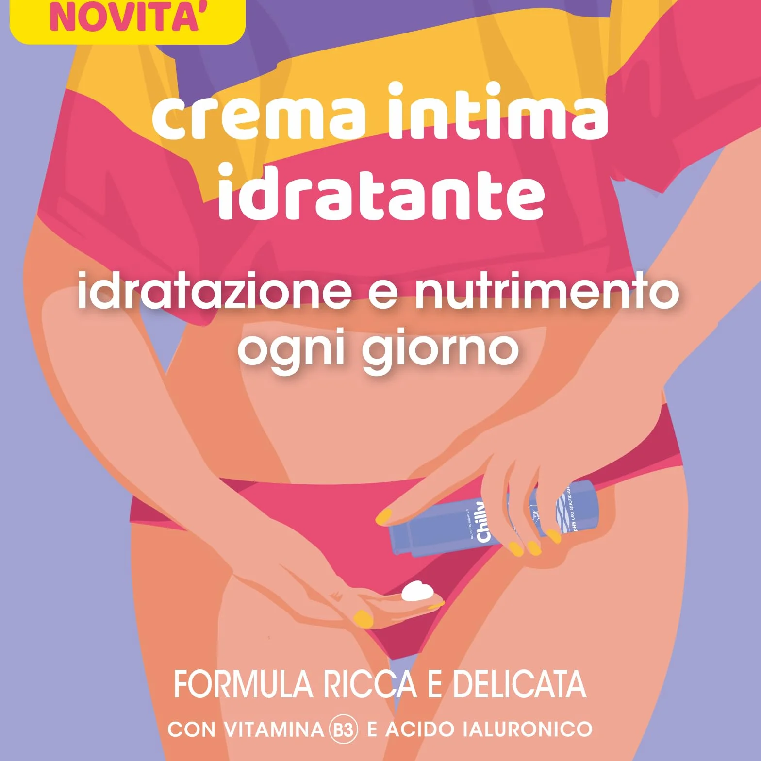 Chilly Crema Intima Idratante con Vitamina B3 e Acido Ialuronico, 50 ml